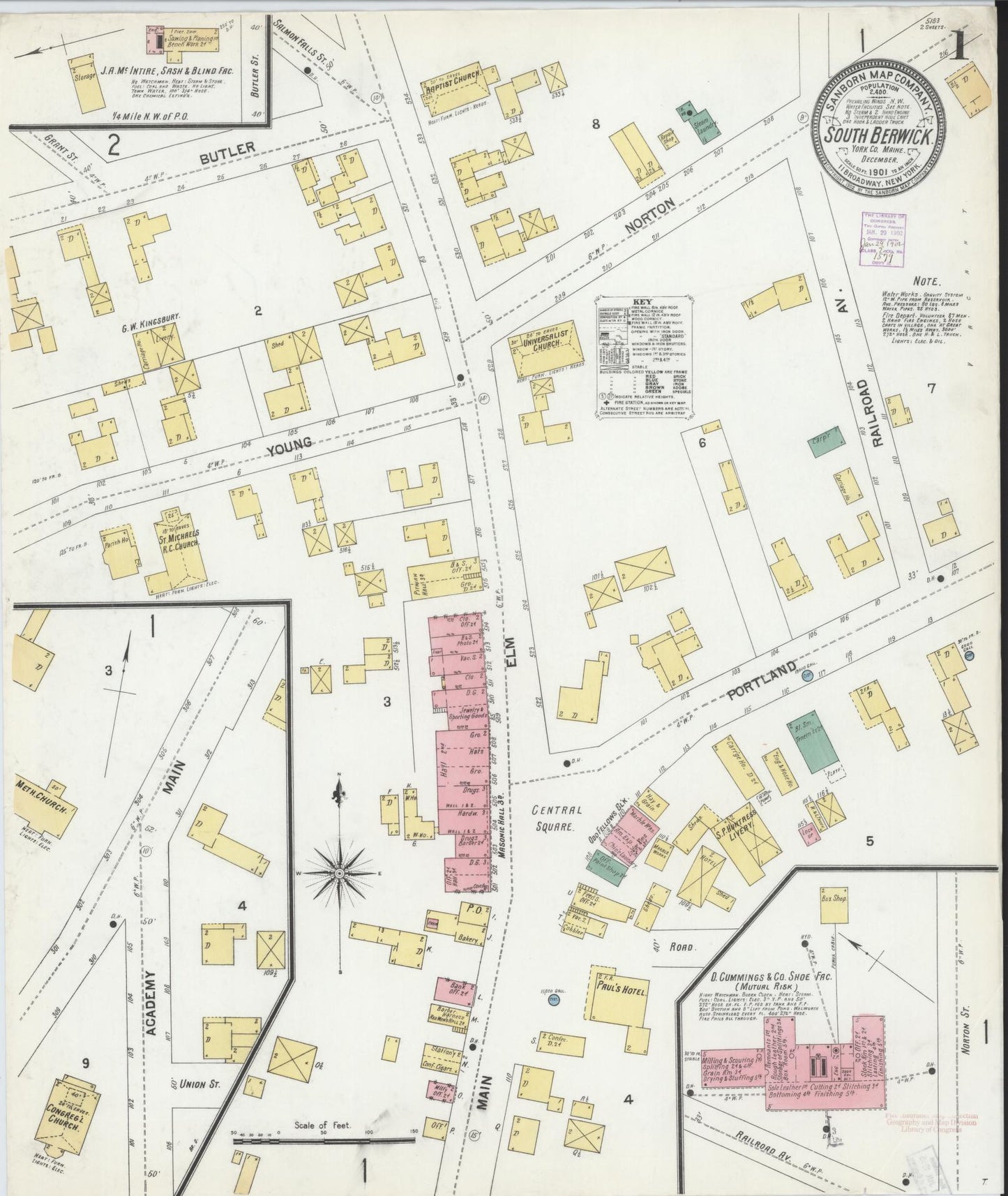 Sanborn Fire Insurance Map from South Berwick, York County, Maine. (1901) – Historic Sanborn Fire Insurance Map Print