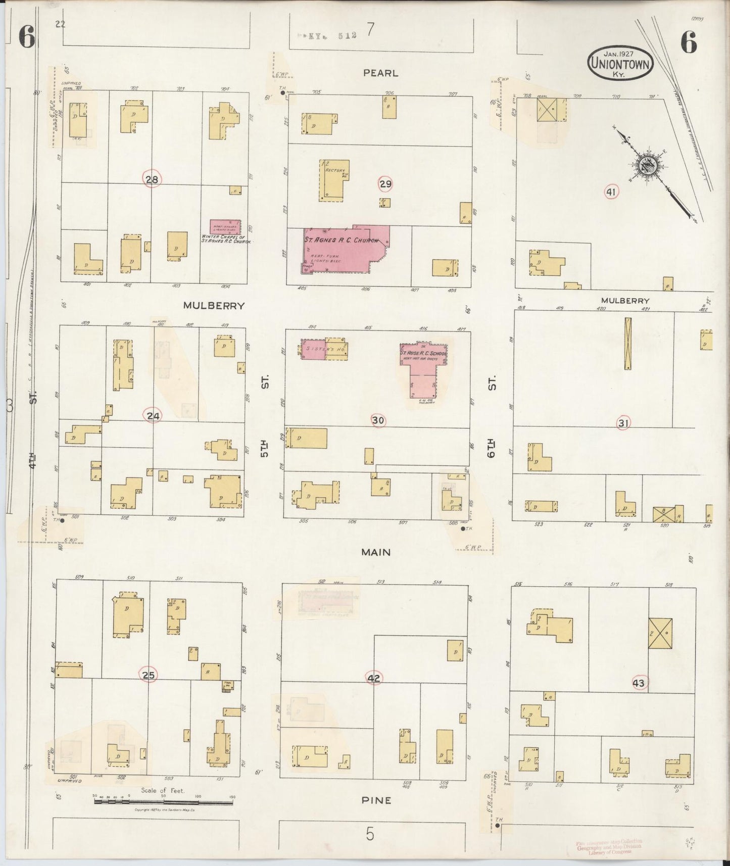 Sanborn Fire Insurance Map from Uniontown, Union County, Kentucky (1939), Sheet #0006 - Historic Sanborn Fire Insurance Map Print, vintage old map wall art, antique decor, genealogy gift, Kentucky Kentucky map