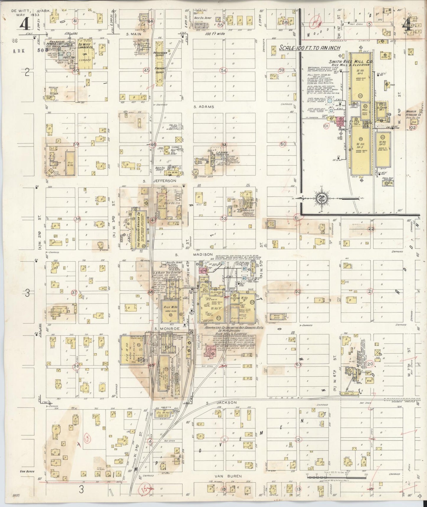 Sanborn Fire Insurance Map from De Witt, Arkansas County, Arkansas (1943), Sheet #0004 - Complete Map Set gallery image, historic Sanborn map, vintage wall art, De Witt Arkansas