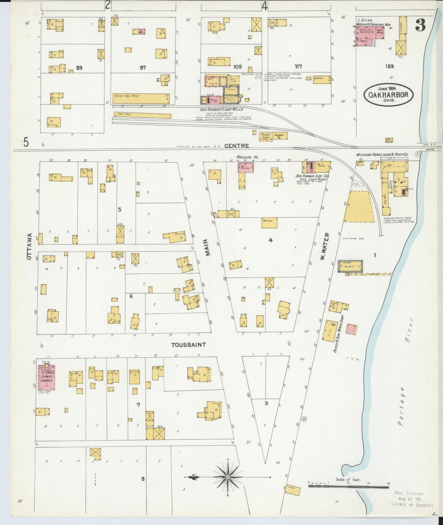 Sanborn Fire Insurance Map from Oak Harbor, Ottawa County, Ohio (1904), Sheet #0003 - Historic Sanborn Fire Insurance Map Print, vintage old map wall art, antique decor, genealogy gift, Ohio Ohio map