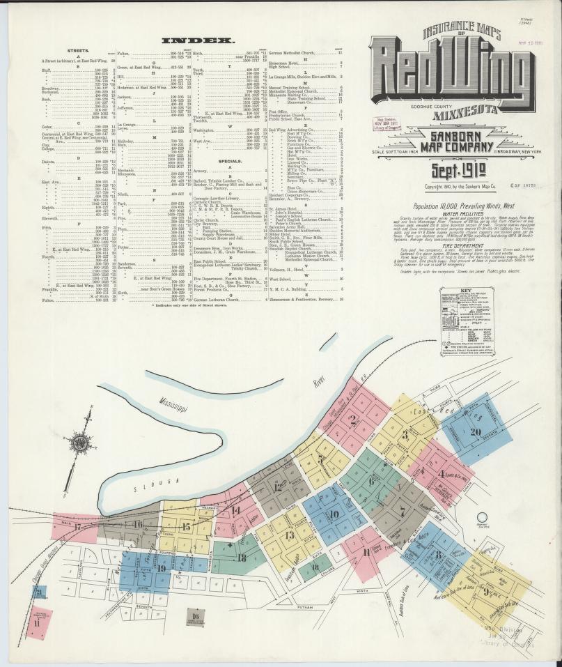 Sanborn Fire Insurance Map from Red Wing, Goodhue County, Minnesota. (1910) – Map View