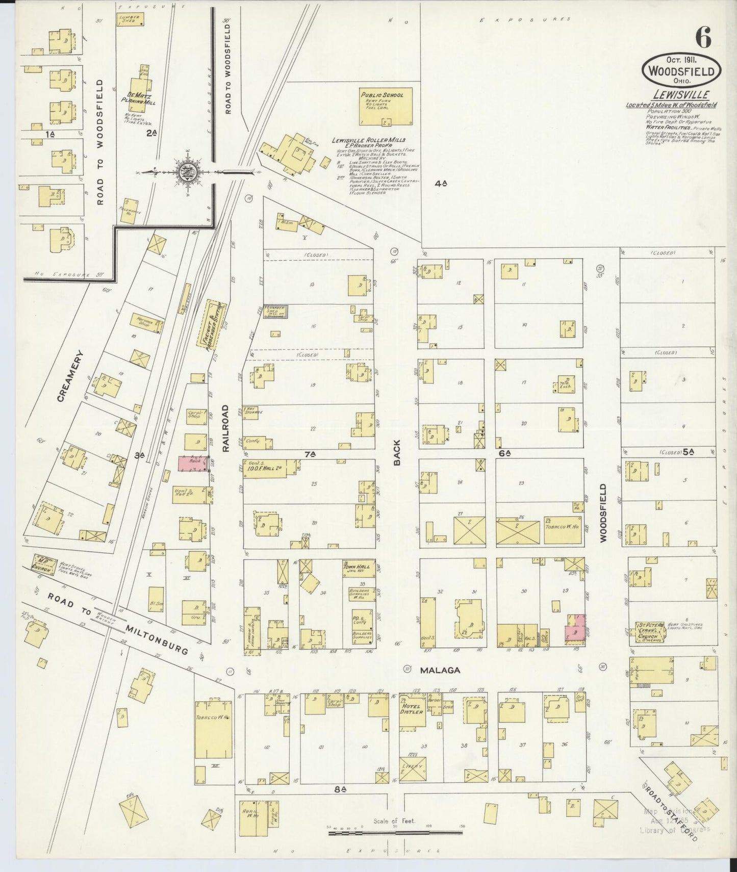 Sanborn Fire Insurance Map from Woodsfield, Monroe County, Ohio (1911), Sheet #0006 - Historic Sanborn Fire Insurance Map Print, vintage old map wall art, antique decor, genealogy gift, Ohio Ohio map