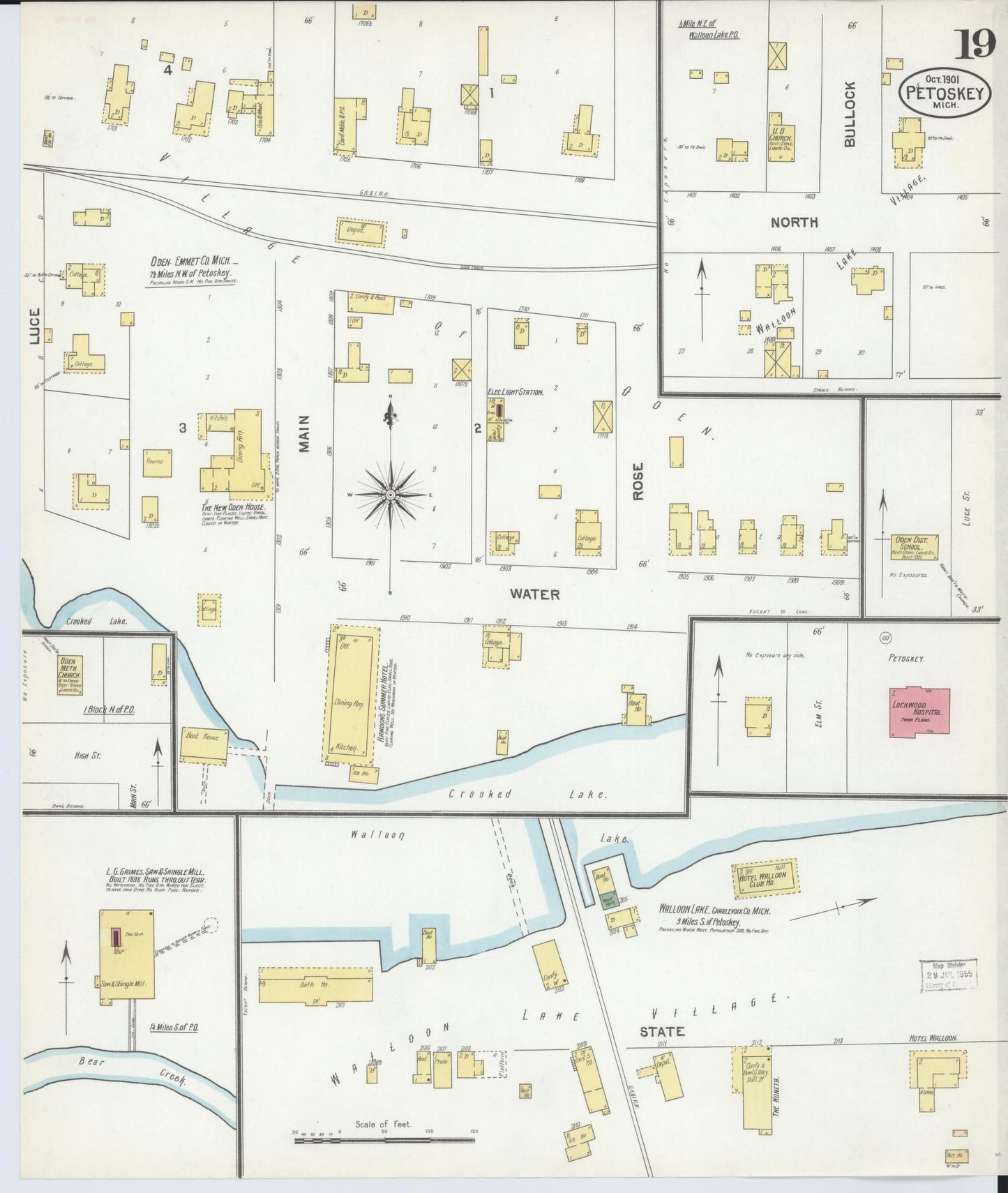 Sanborn Fire Insurance Map from Petoskey, Emmet County, Michigan (1901), Sheet #0019 - Complete Map Set gallery image, historic Sanborn map, vintage wall art, Michigan Michigan