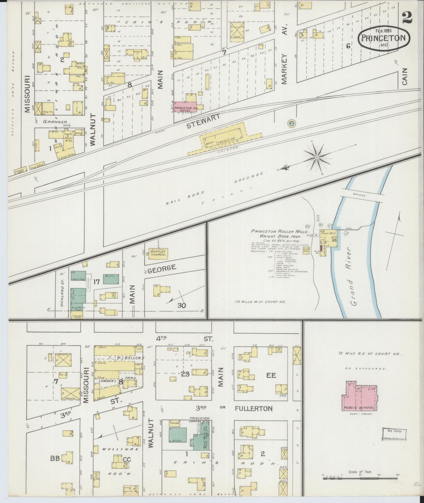 Sanborn Fire Insurance Map from Princeton, Mercer County, Missouri (1893), Sheet #0002 - Complete Map Set gallery image, historic Sanborn map, vintage wall art, Missouri Missouri