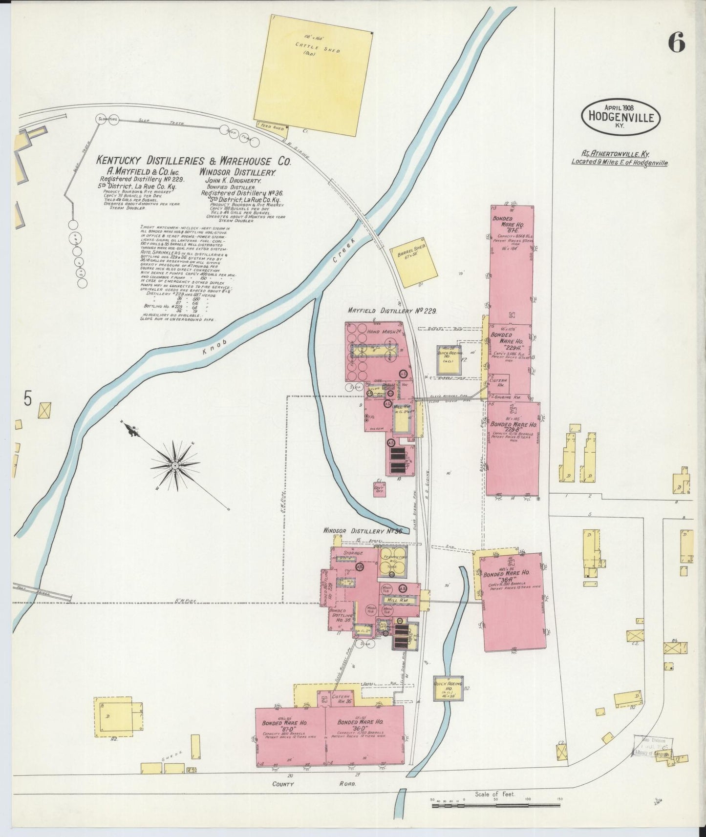 Sanborn Fire Insurance Map from Hodgenville, Larue County, Kentucky (1908), Sheet #0006 - Complete Map Set gallery image, historic Sanborn map, vintage wall art, Kentucky Kentucky