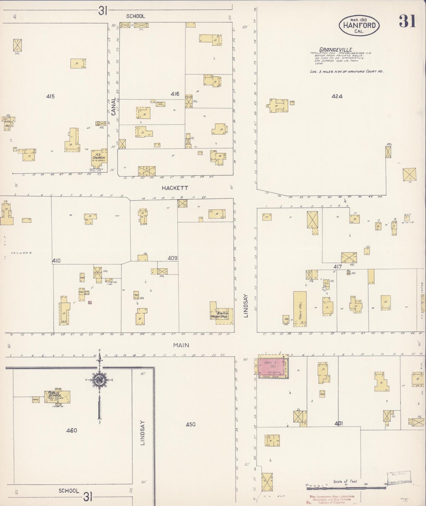 Sanborn Fire Insurance Map from Hanford, Kings County, California (1913), Sheet #0031 - Historic Sanborn Fire Insurance Map Print, vintage old map wall art, antique decor, genealogy gift, California California map