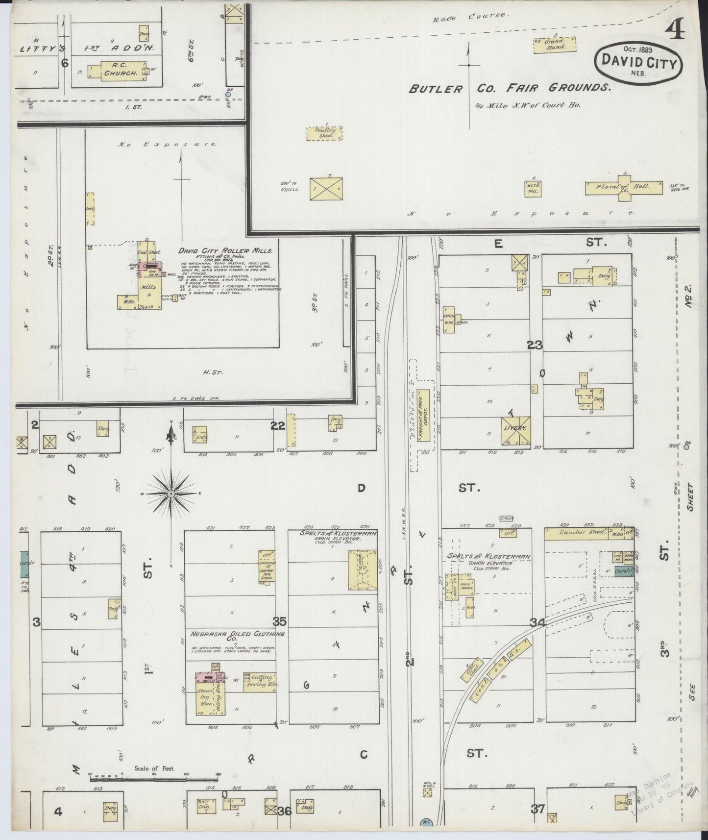 Sanborn Fire Insurance Map from David City, Butler County, Nebraska (1889), Sheet #0004 - Complete Map Set gallery image, historic Sanborn map, vintage wall art, Nebraska Nebraska