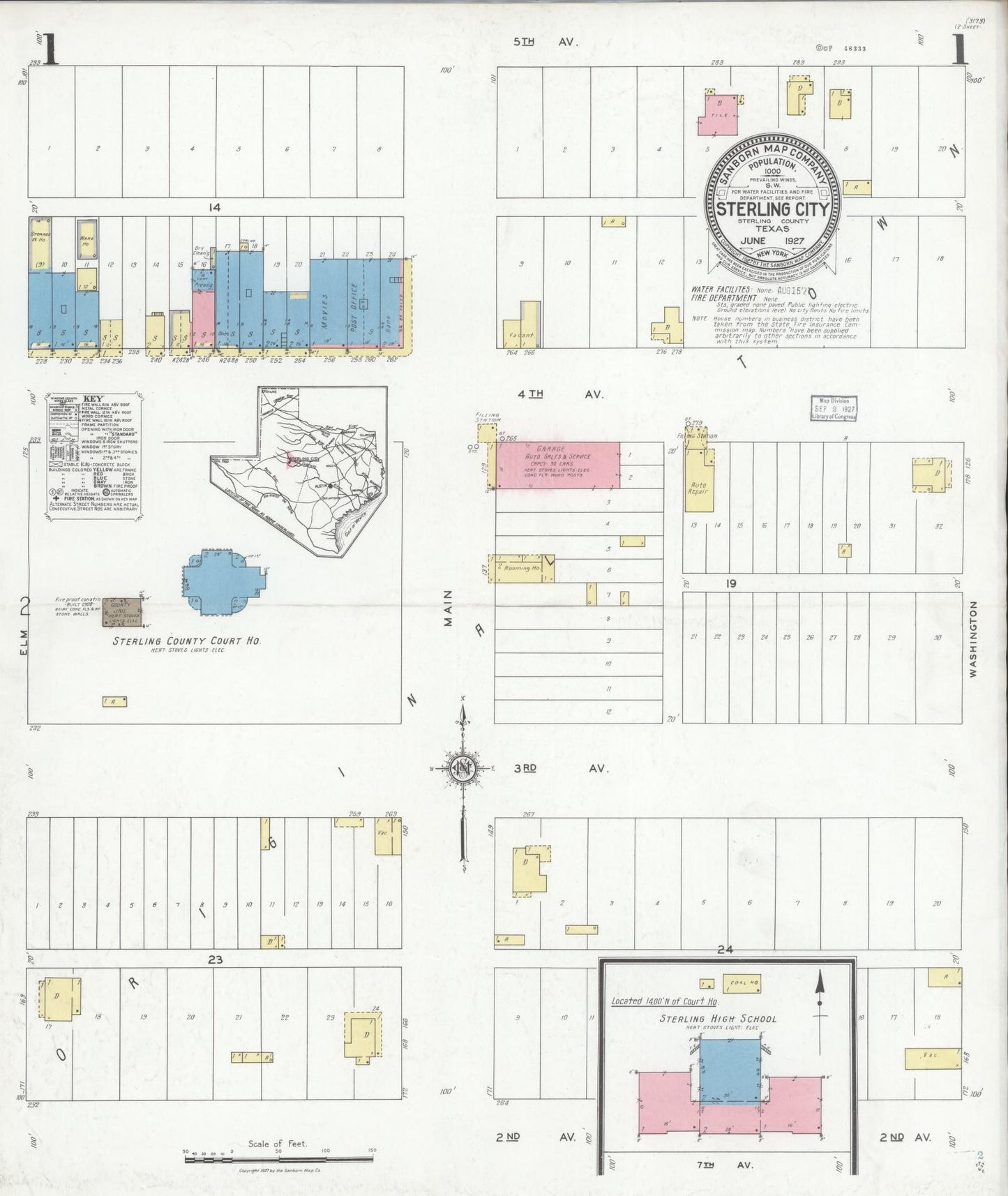 Sanborn Fire Insurance Map from Sterling City, Sterling County, Texas. (1927) – Historic Sanborn Fire Insurance Map Print