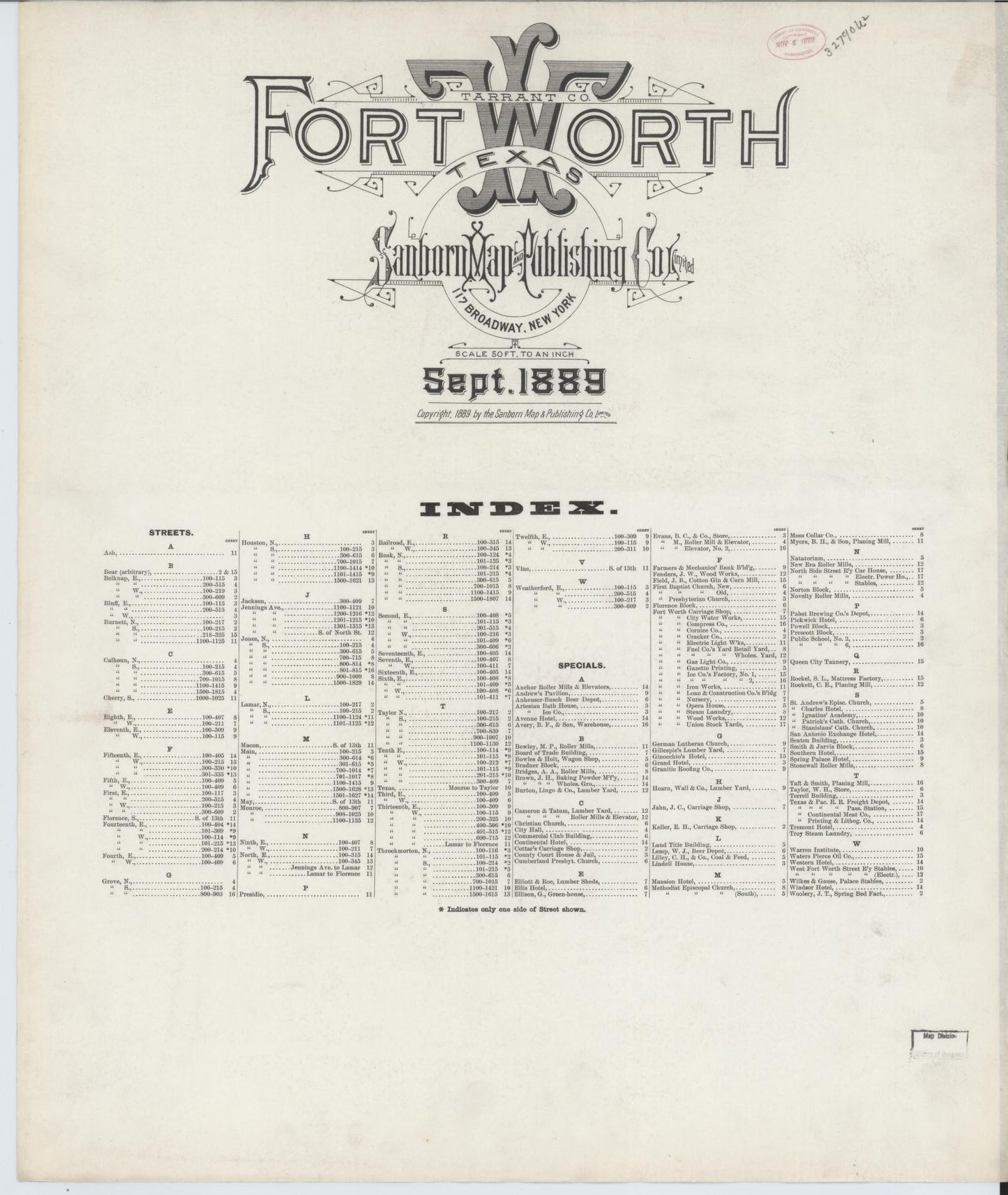 Sanborn Fire Insurance Map from Fort Worth, Tarrant County, Texas. (1899) – Historic Sanborn Fire Insurance Map Print