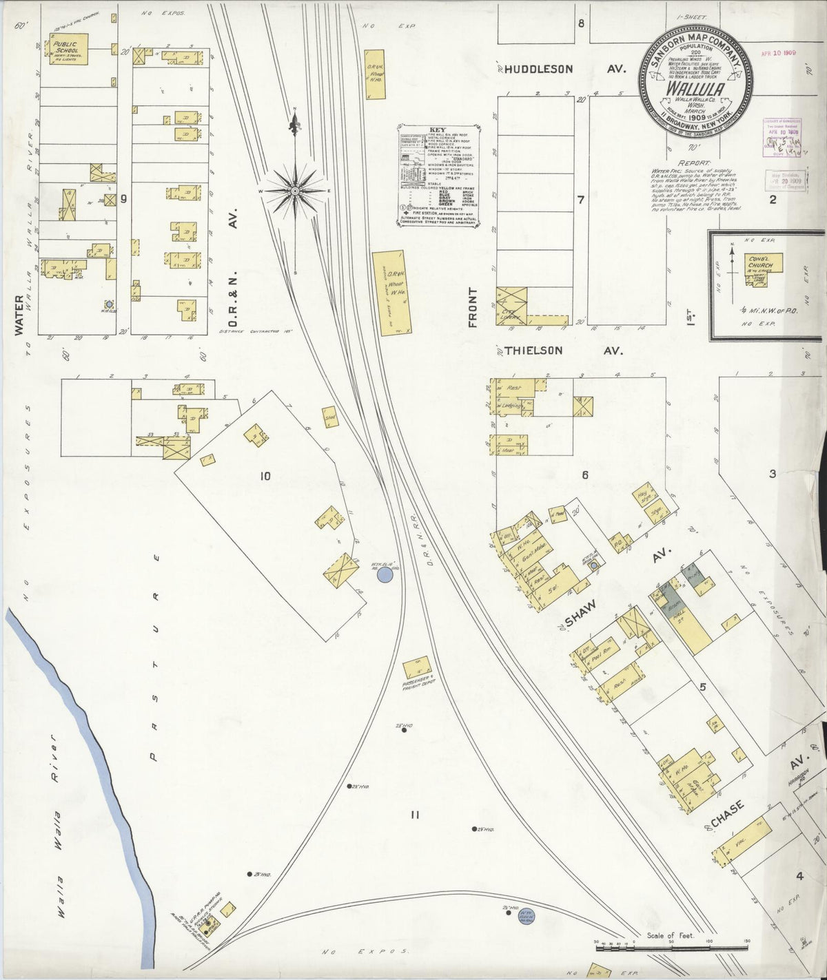 Sanborn Fire Insurance Map from Wallula, Walla Walla County, Washington (1909), Sheet #0001 - Historic Sanborn Fire Insurance Map Print, vintage old map wall art, antique decor, genealogy gift, Washington Washington map