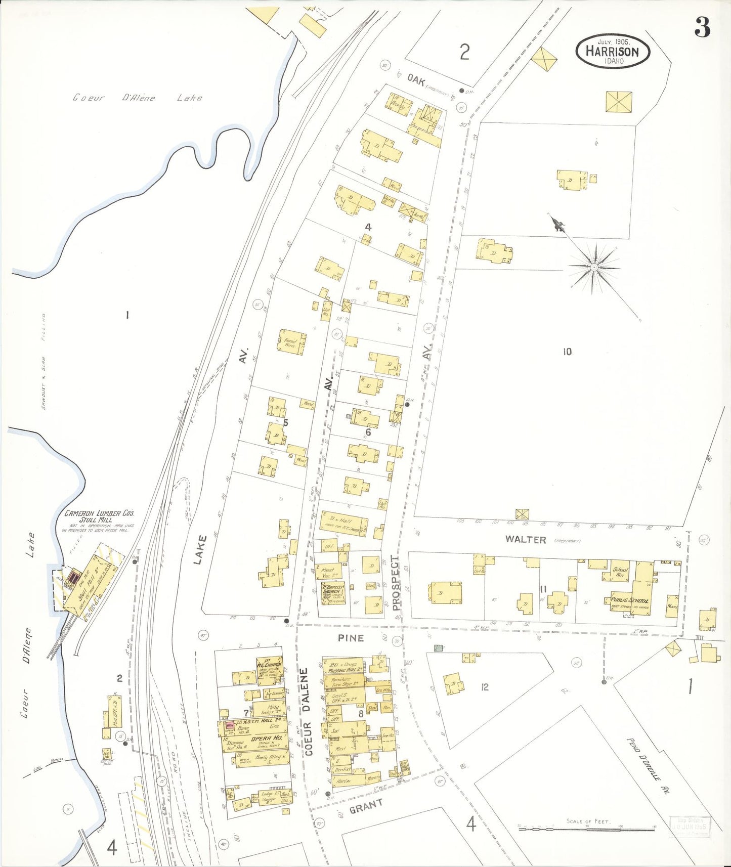 Sanborn Fire Insurance Map from Harrison, Kootenai County, Idaho (1905), Sheet #0003 - Historic Sanborn Fire Insurance Map Print, vintage old map wall art, antique decor, genealogy gift, Idaho Idaho map