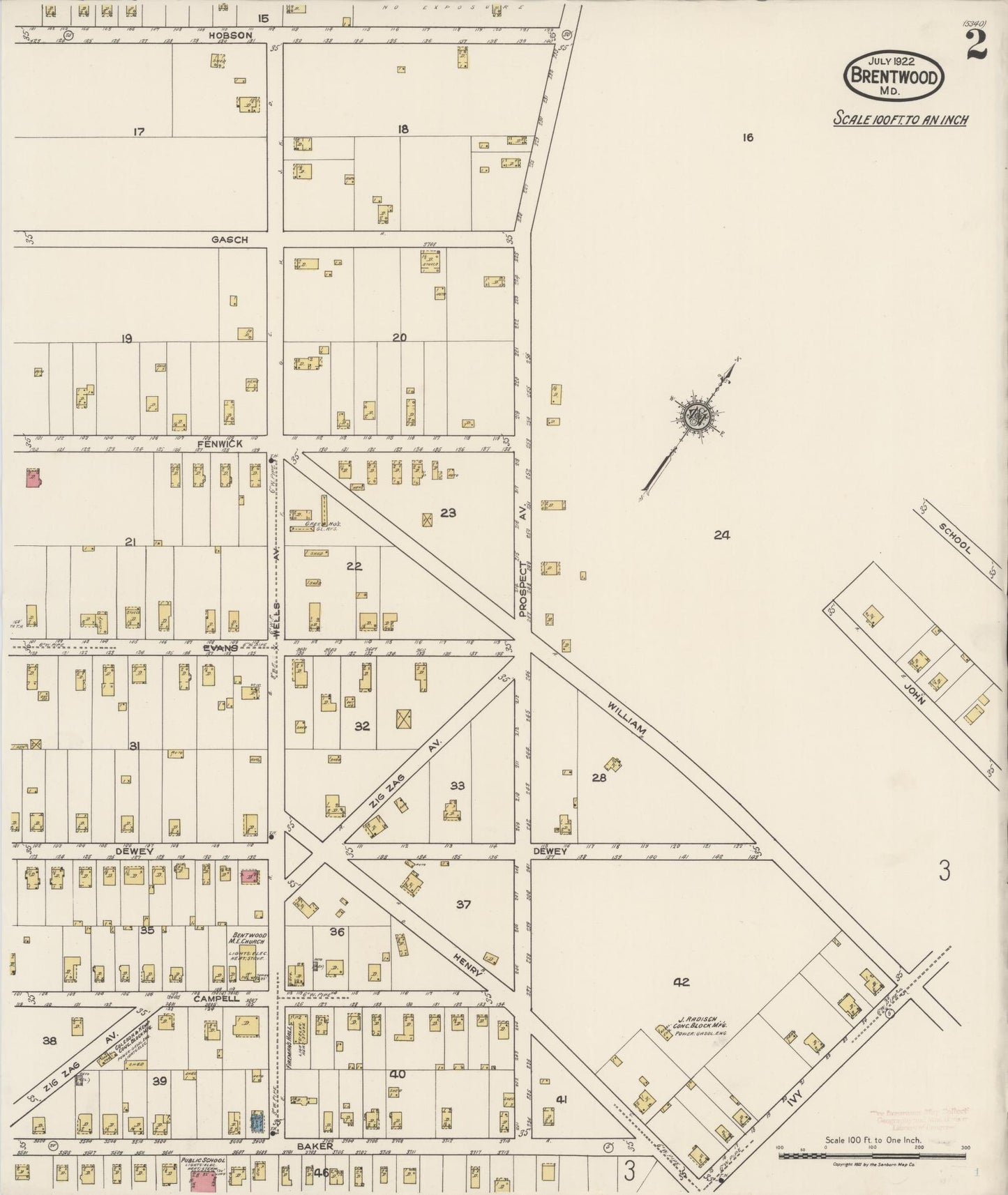 Prince Georges, Maryland - 1922 - Sanborn Fire Insurance Map, Sheet #0002 - Historic Sanborn Fire Insurance Map Print, Prince Georges Maryland 1922 0002 vintage old map wall art