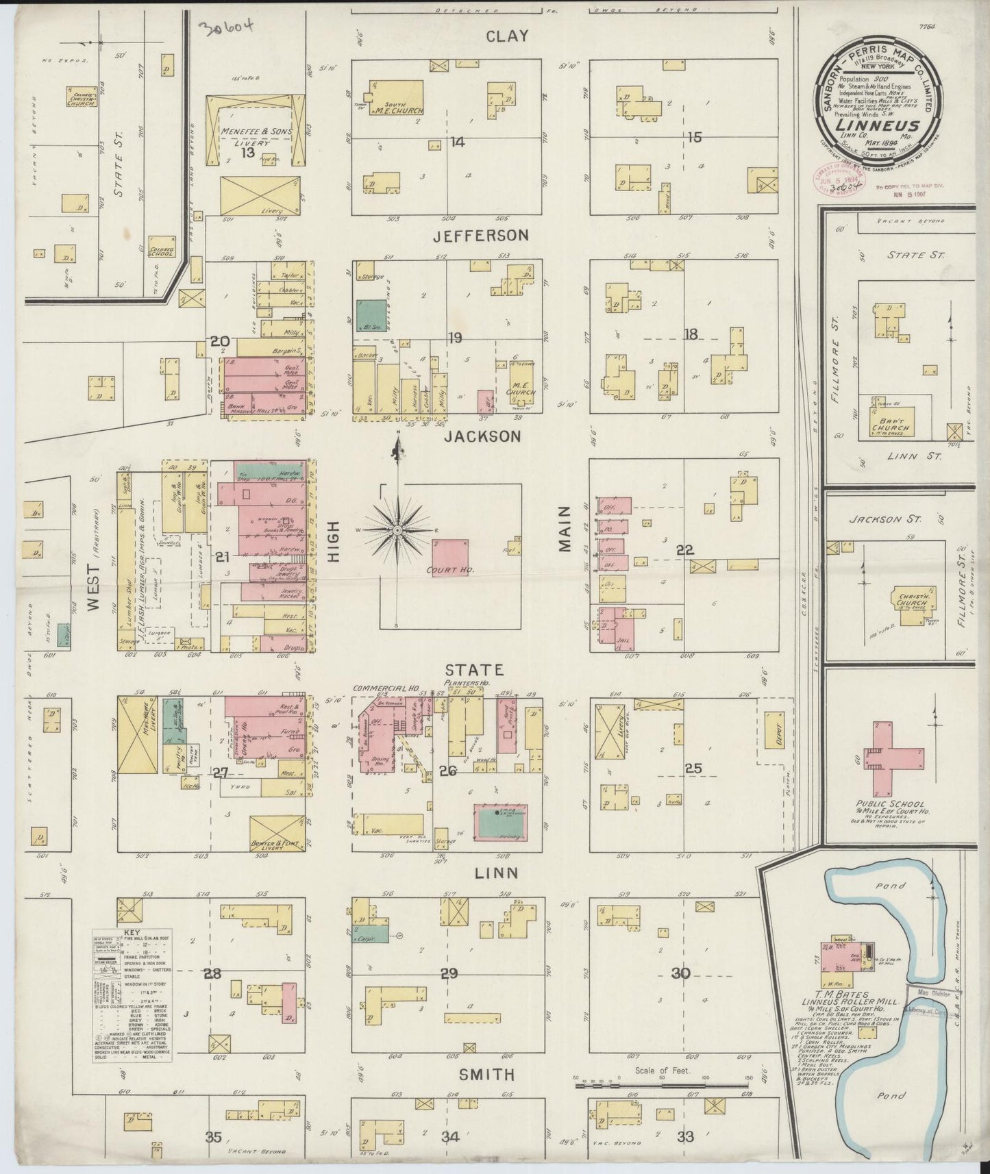 Sanborn Fire Insurance Map from Linneus, Linn County, Missouri (1894), Sheet #0001 - Historic Sanborn Fire Insurance Map Print, vintage old map wall art, antique decor, genealogy gift, Missouri Missouri map