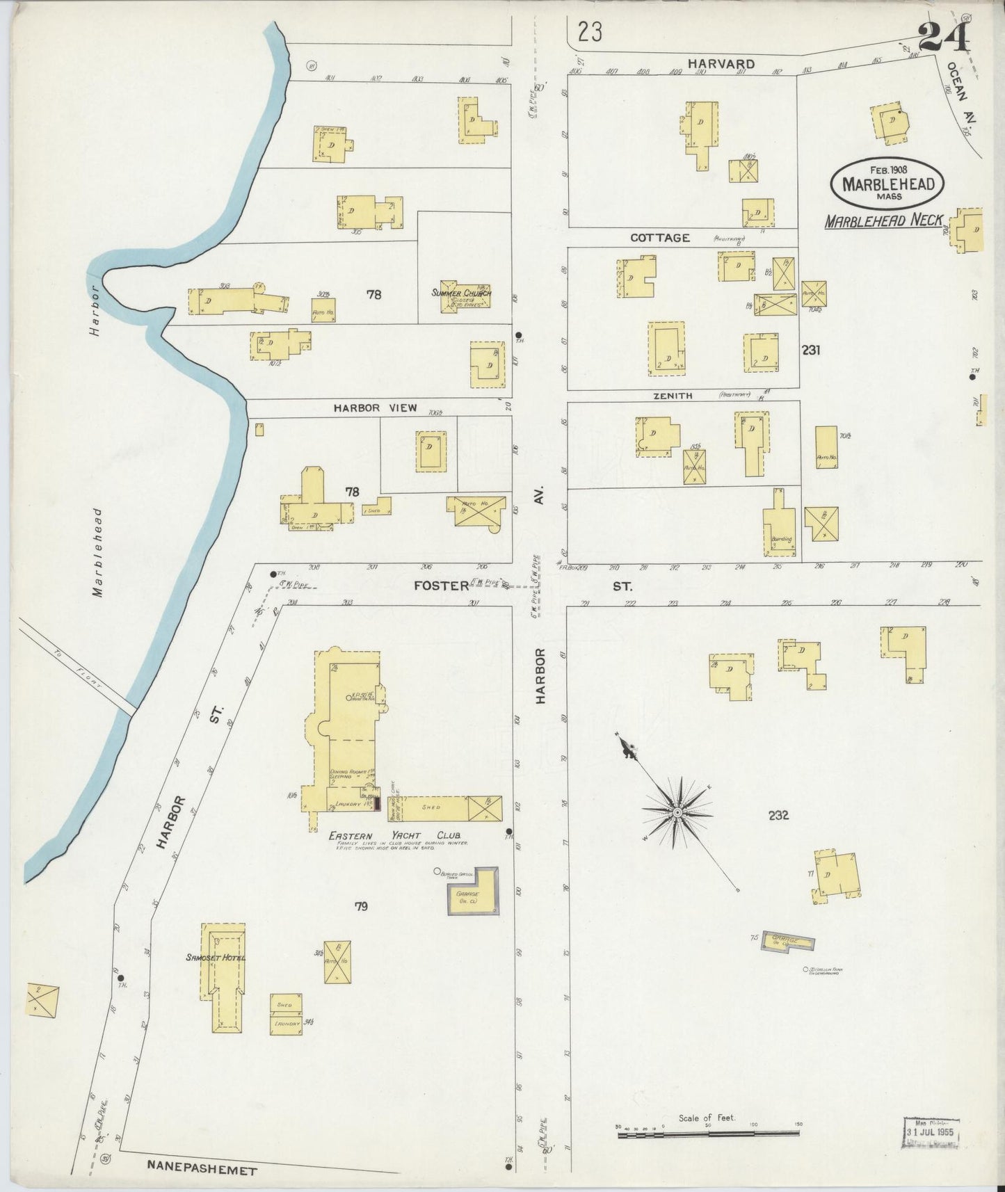 Sanborn Fire Insurance Map from Marblehead, Essex County, Massachusetts (1908), Sheet #0024 - Complete Map Set gallery image, historic Sanborn map, vintage wall art, Massachusetts Massachusetts