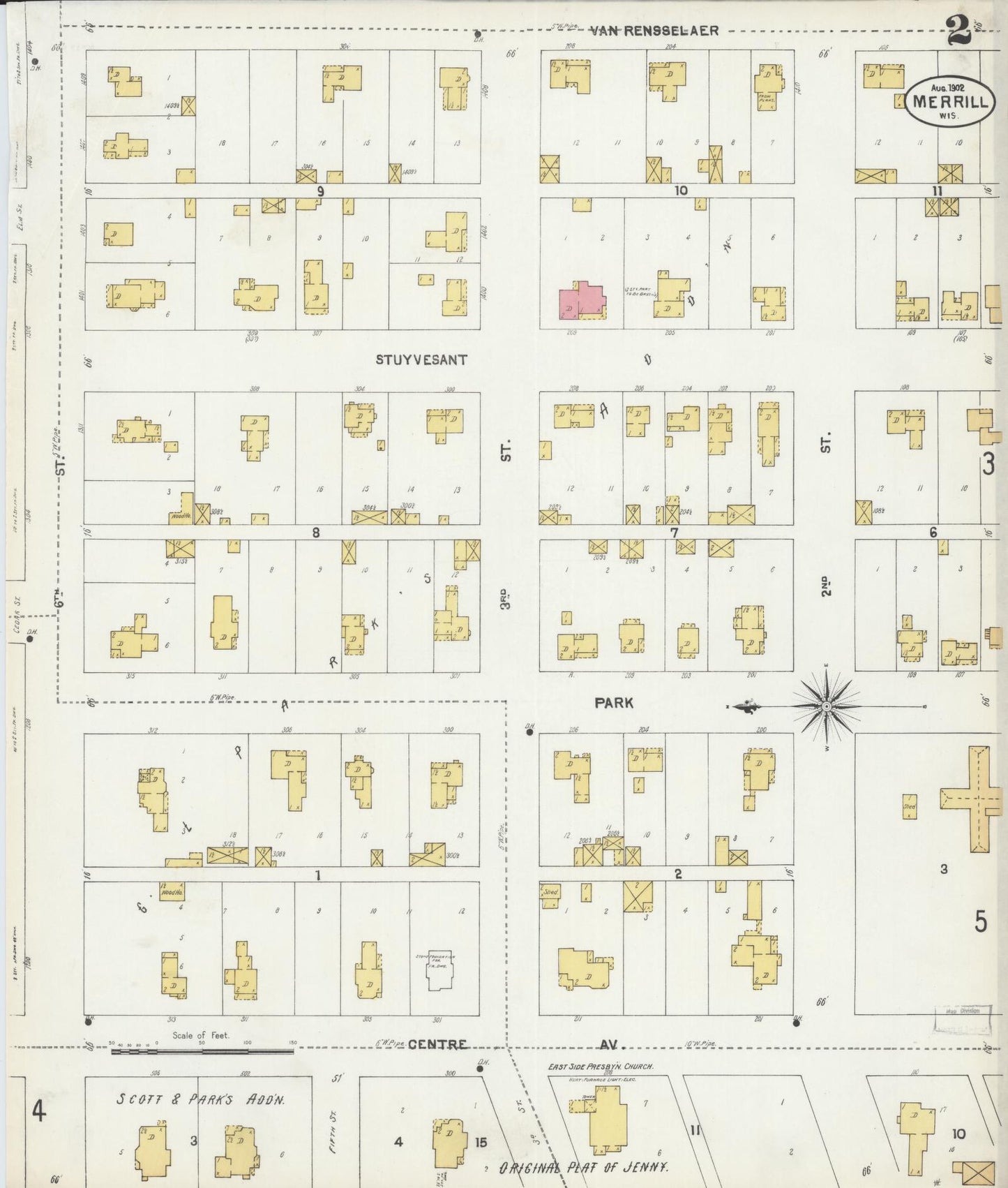 Sanborn Fire Insurance Map from Merrill, Lincoln County, Wisconsin (1902), Sheet #0002 - Historic Sanborn Fire Insurance Map Print, vintage old map wall art, antique decor, genealogy gift, Wisconsin Wisconsin map