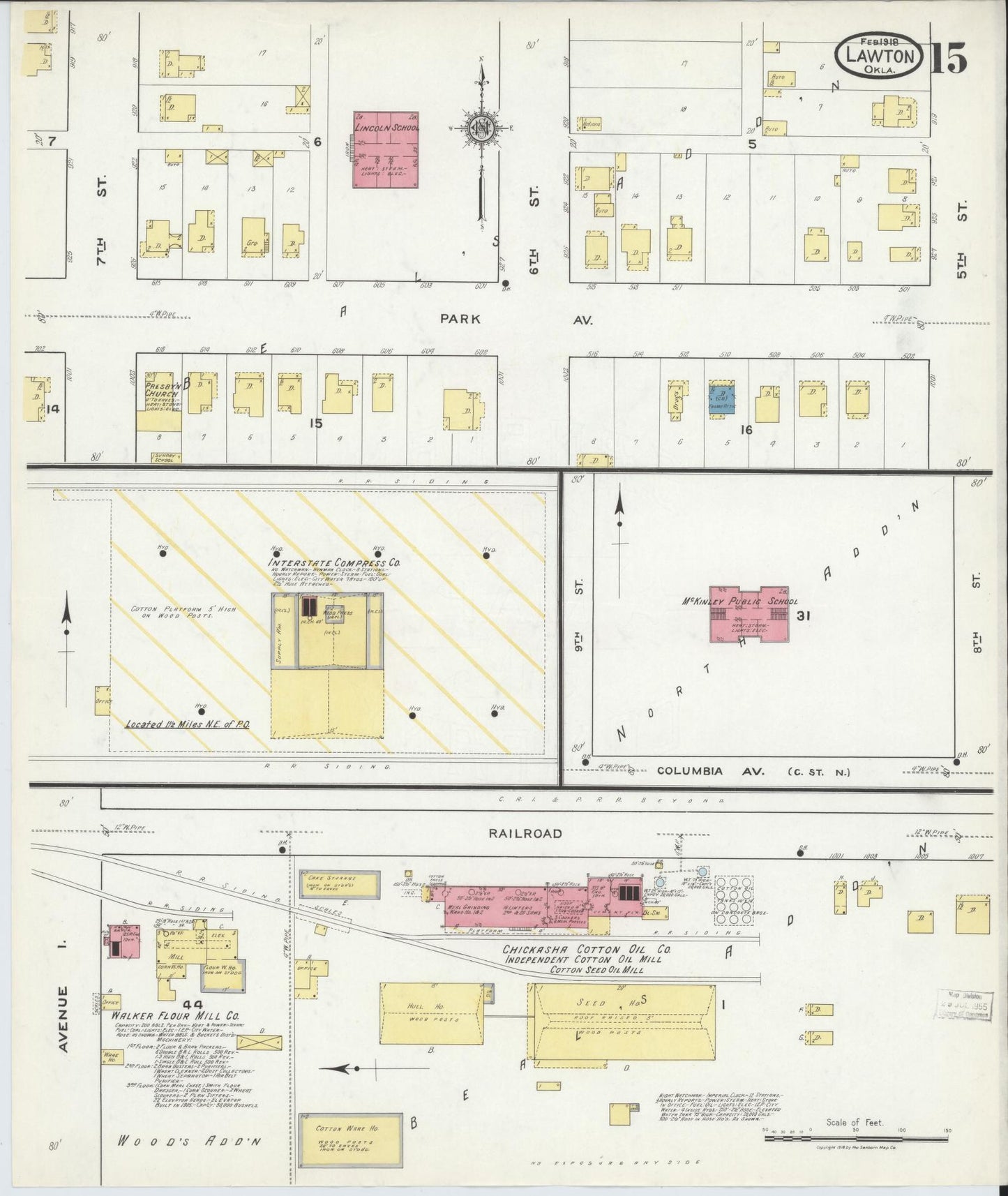 Sanborn Fire Insurance Map from Lawton, Comanche County, Oklahoma (1918), Sheet #0015 - Complete Map Set gallery image, historic Sanborn map, vintage wall art, Oklahoma Oklahoma