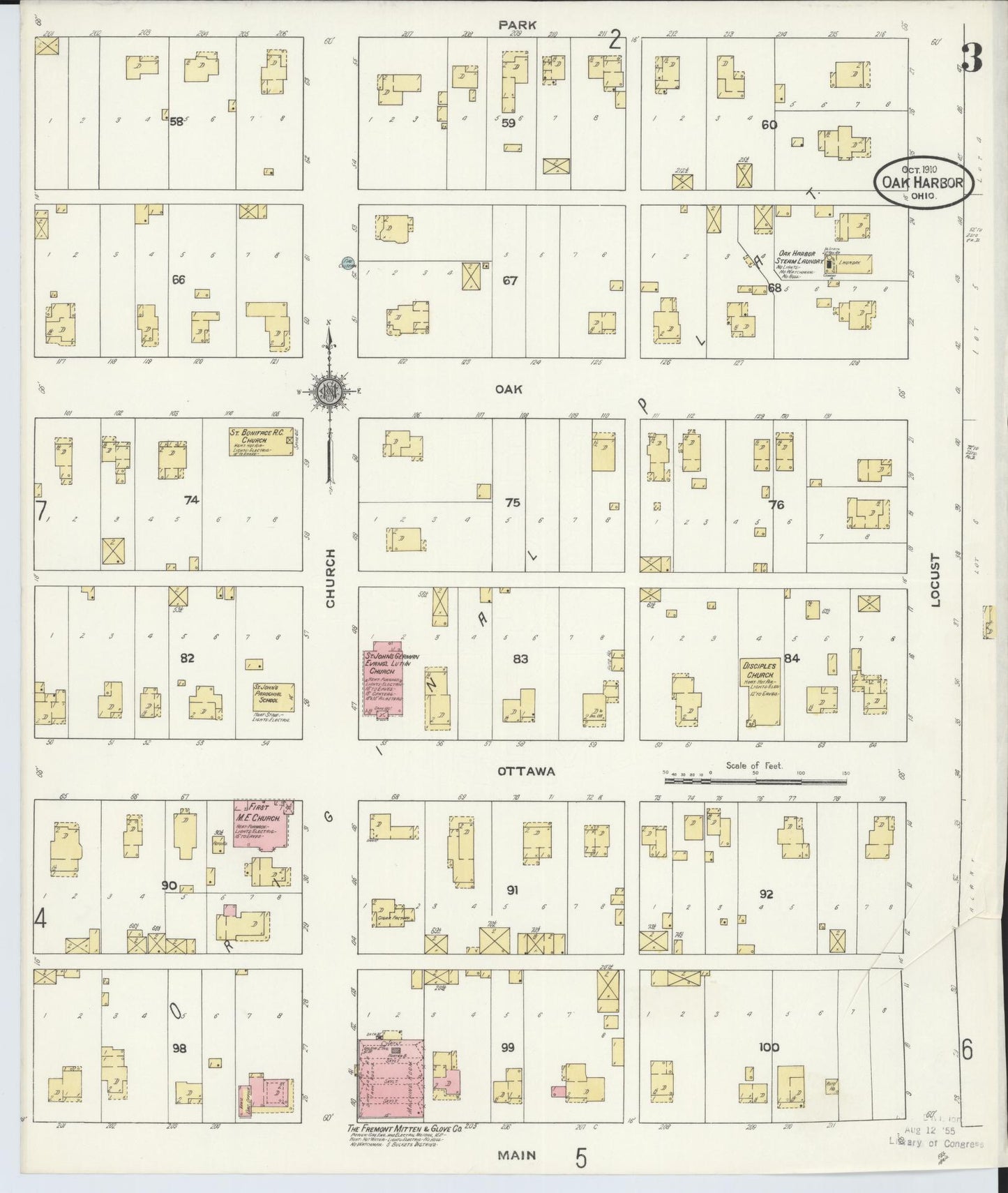 Sanborn Fire Insurance Map from Oak Harbor, Ottawa County, Ohio (1910), Sheet #0003 - Historic Sanborn Fire Insurance Map Print, vintage old map wall art, antique decor, genealogy gift, Ohio Ohio map