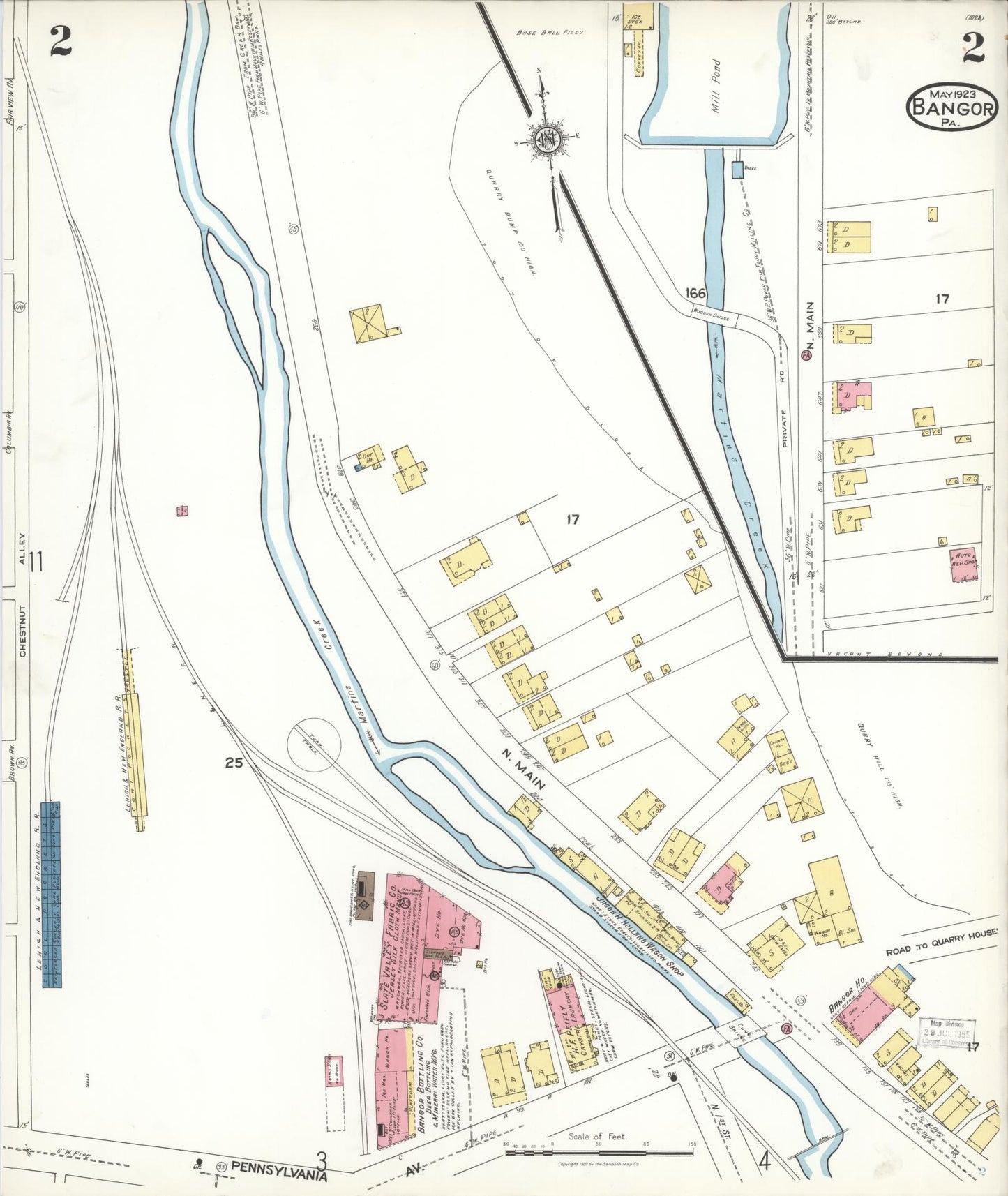 Sanborn Fire Insurance Map from Bangor, Northampton County, Pennsylvania (1923), Sheet #0002 - Historic Sanborn Fire Insurance Map Print, vintage old map wall art, antique decor, genealogy gift, Pennsylvania Pennsylvania map