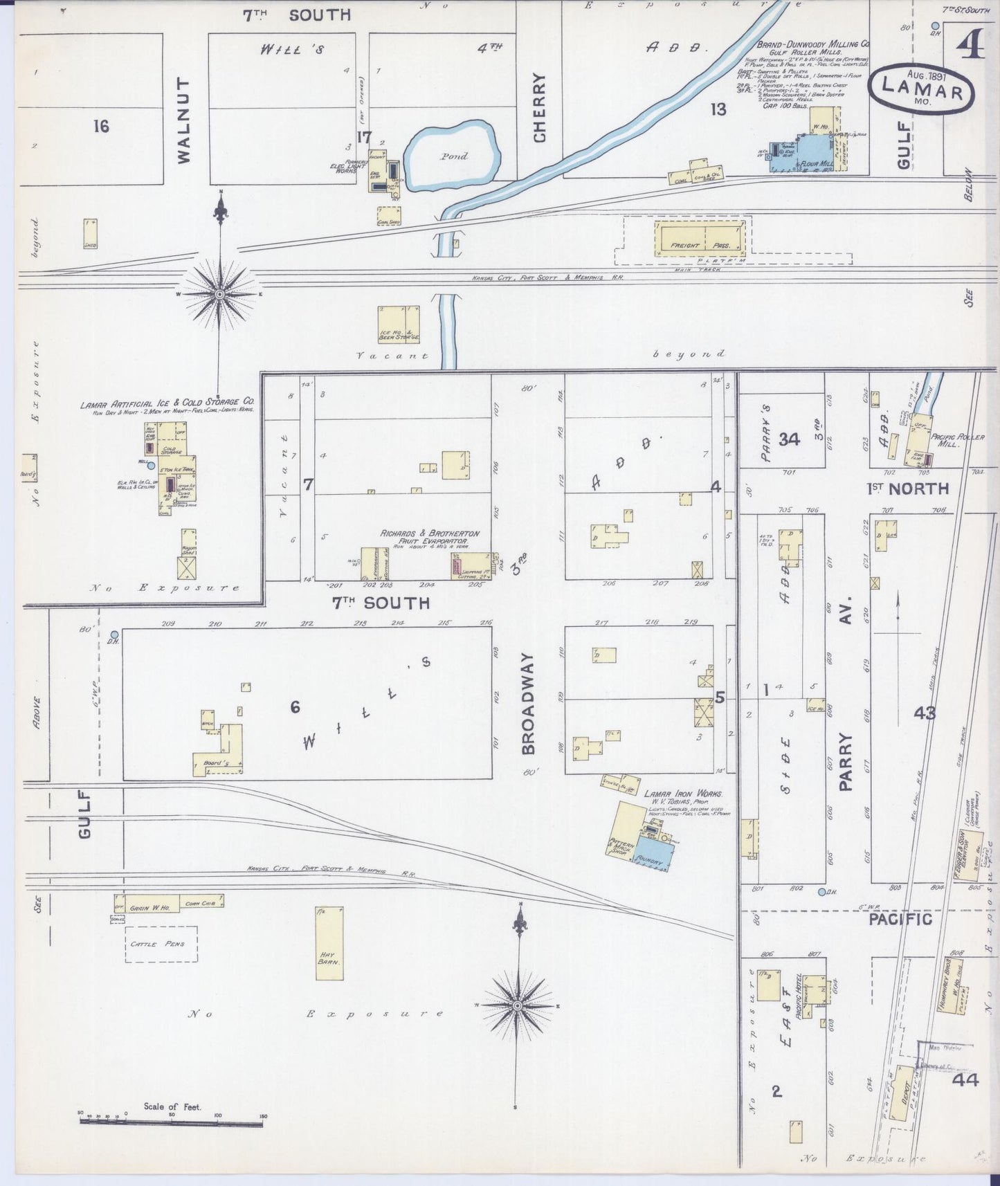 Sanborn Fire Insurance Map from Lamar, Barton County, Missouri (1891), Sheet #0004 - Complete Map Set gallery image, historic Sanborn map, vintage wall art, Missouri Missouri