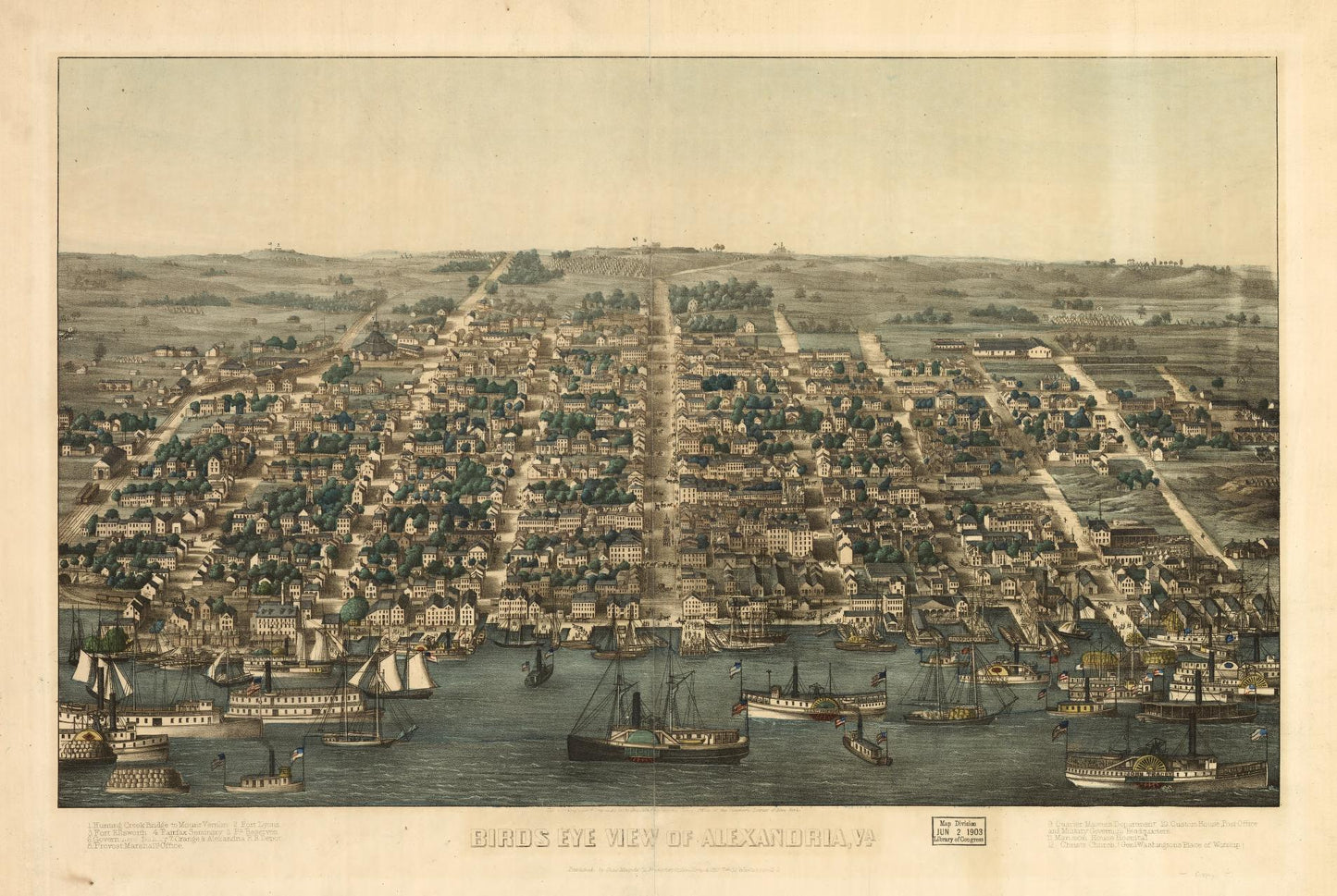 Birds eye view of Alexandria, Va. (1863) – Historic Bird’s-Eye View Panorama Print
