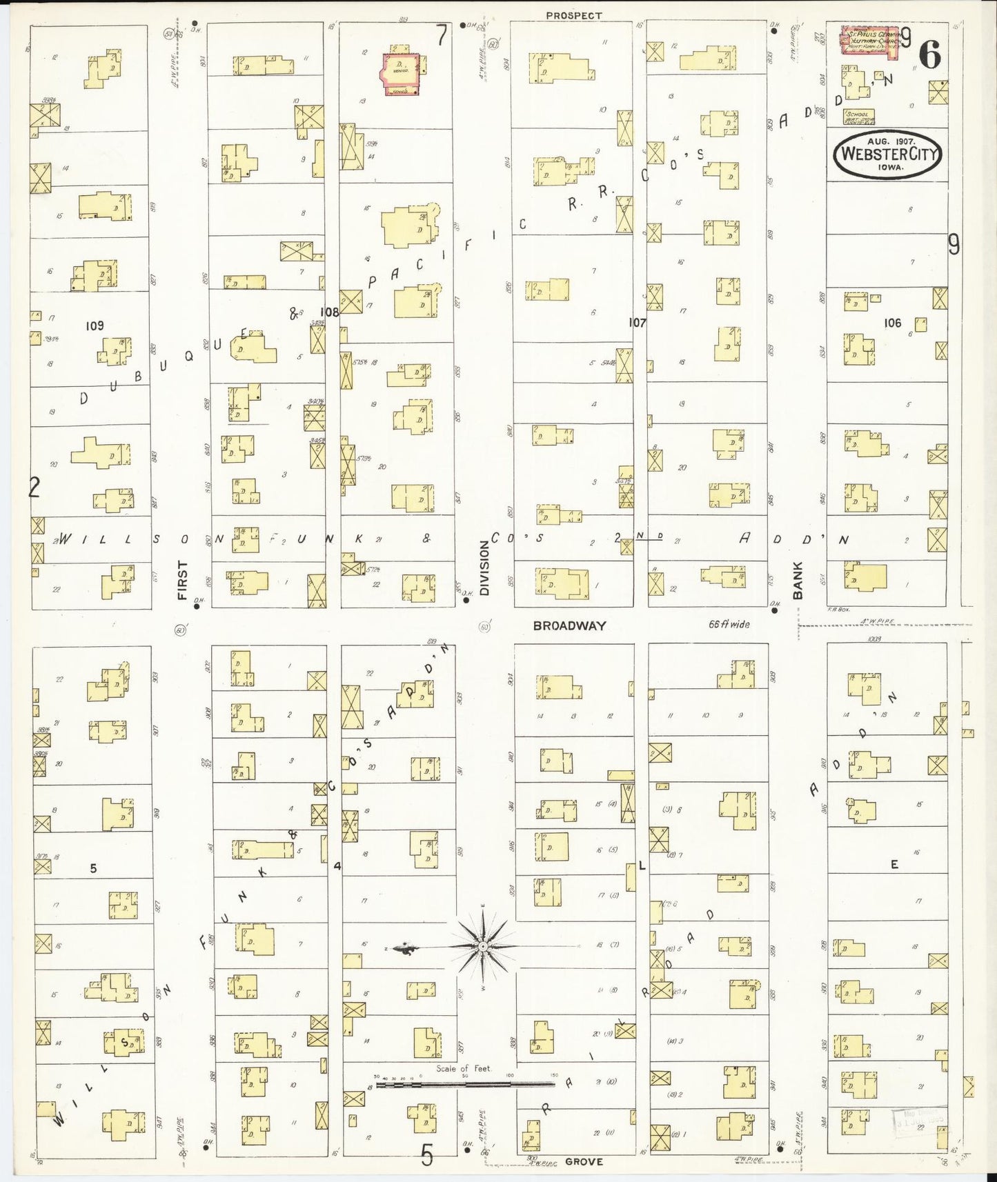 Sanborn Fire Insurance Map from Webster City, Hamilton County, Iowa (1907), Sheet #0006 - Historic Sanborn Fire Insurance Map Print