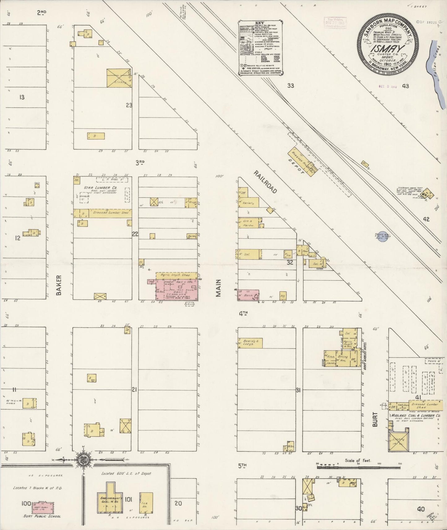 Sanborn Fire Insurance Map from Ismay, Custer County, Montana (1910), Sheet #0001 - Historic Sanborn Fire Insurance Map Print, vintage old map wall art, antique decor, genealogy gift, Montana Montana map