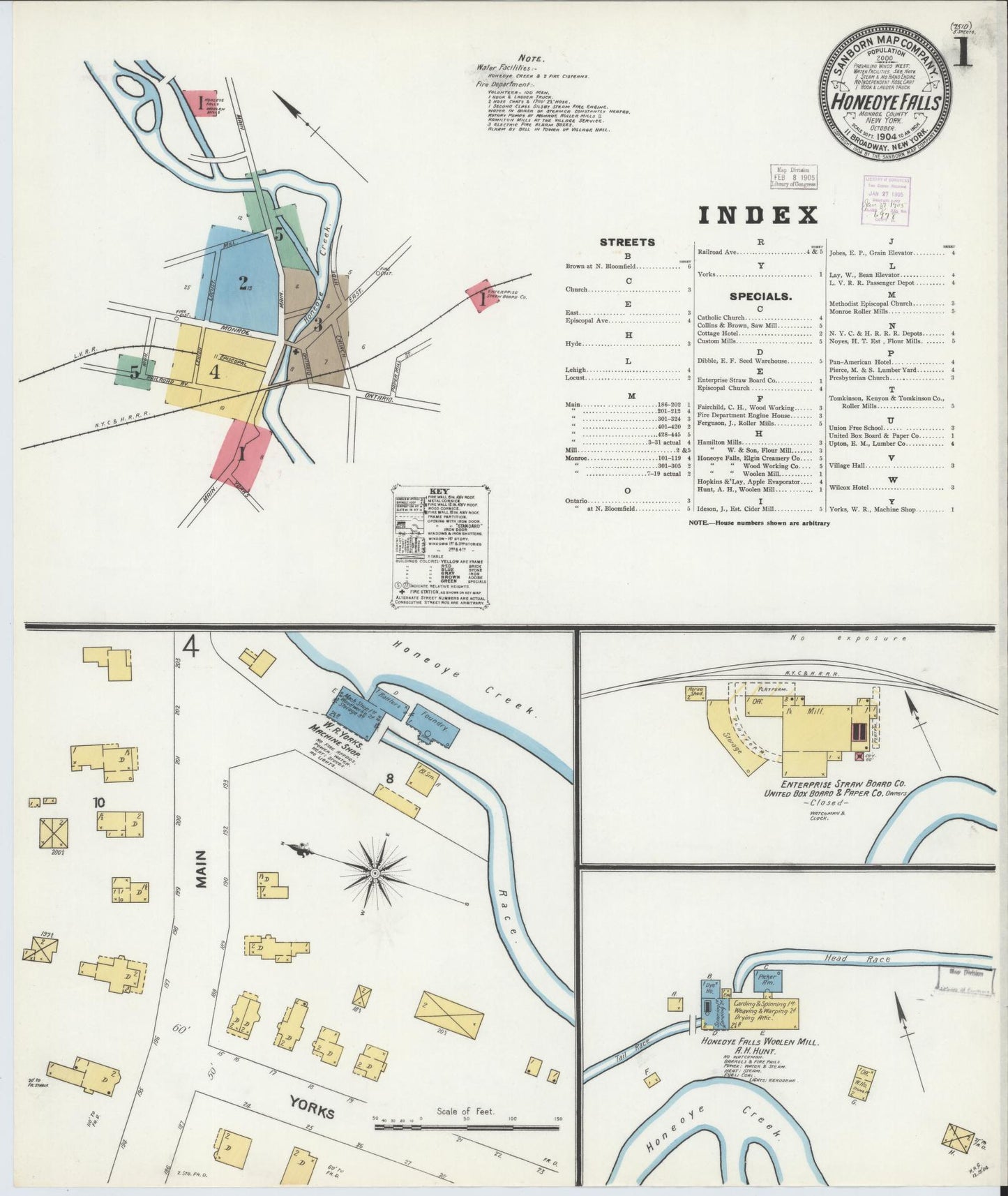 Sanborn Fire Insurance Map from Honeoye Falls, Monroe County, New York. (1904) – Historic Sanborn Fire Insurance Map Print