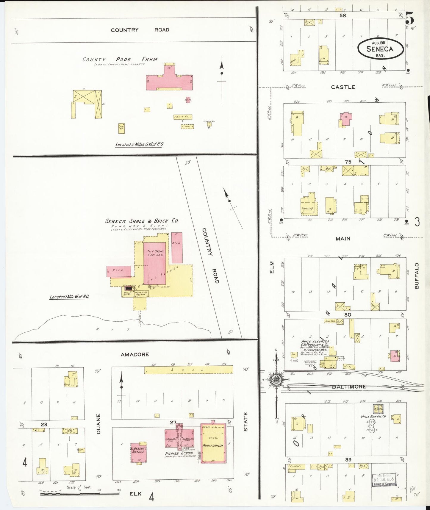 Sanborn Fire Insurance Map from Seneca, Nemaha County, Kansas (1911), Sheet #0005 - Complete Map Set gallery image, historic Sanborn map, vintage wall art, Kansas Kansas