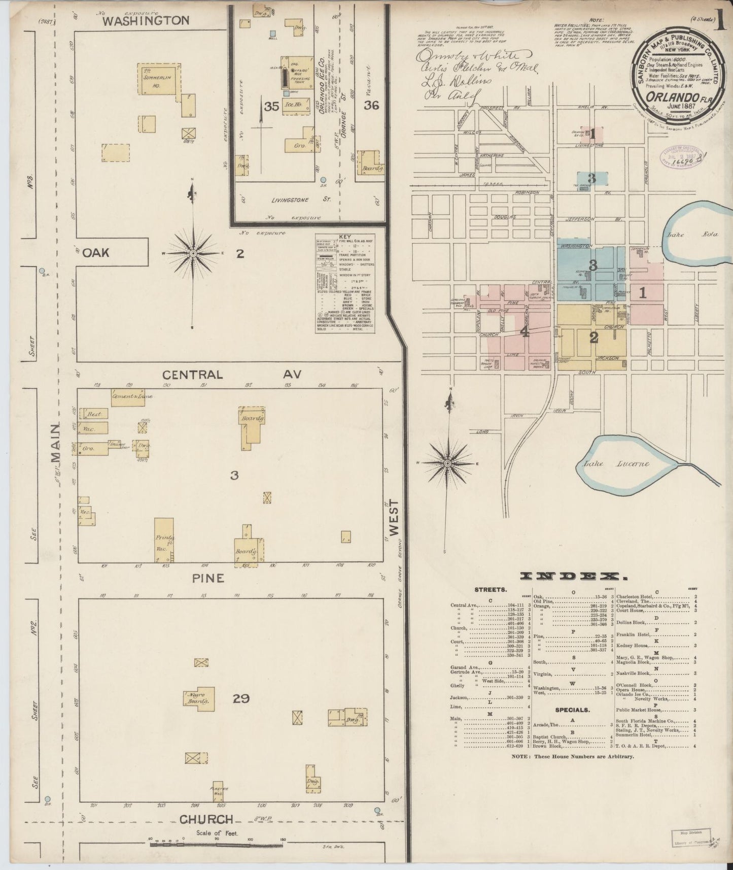 Sanborn Fire Insurance Map from Orlando, Orange County, Florida. (1887) – Historic Sanborn Fire Insurance Map Print
