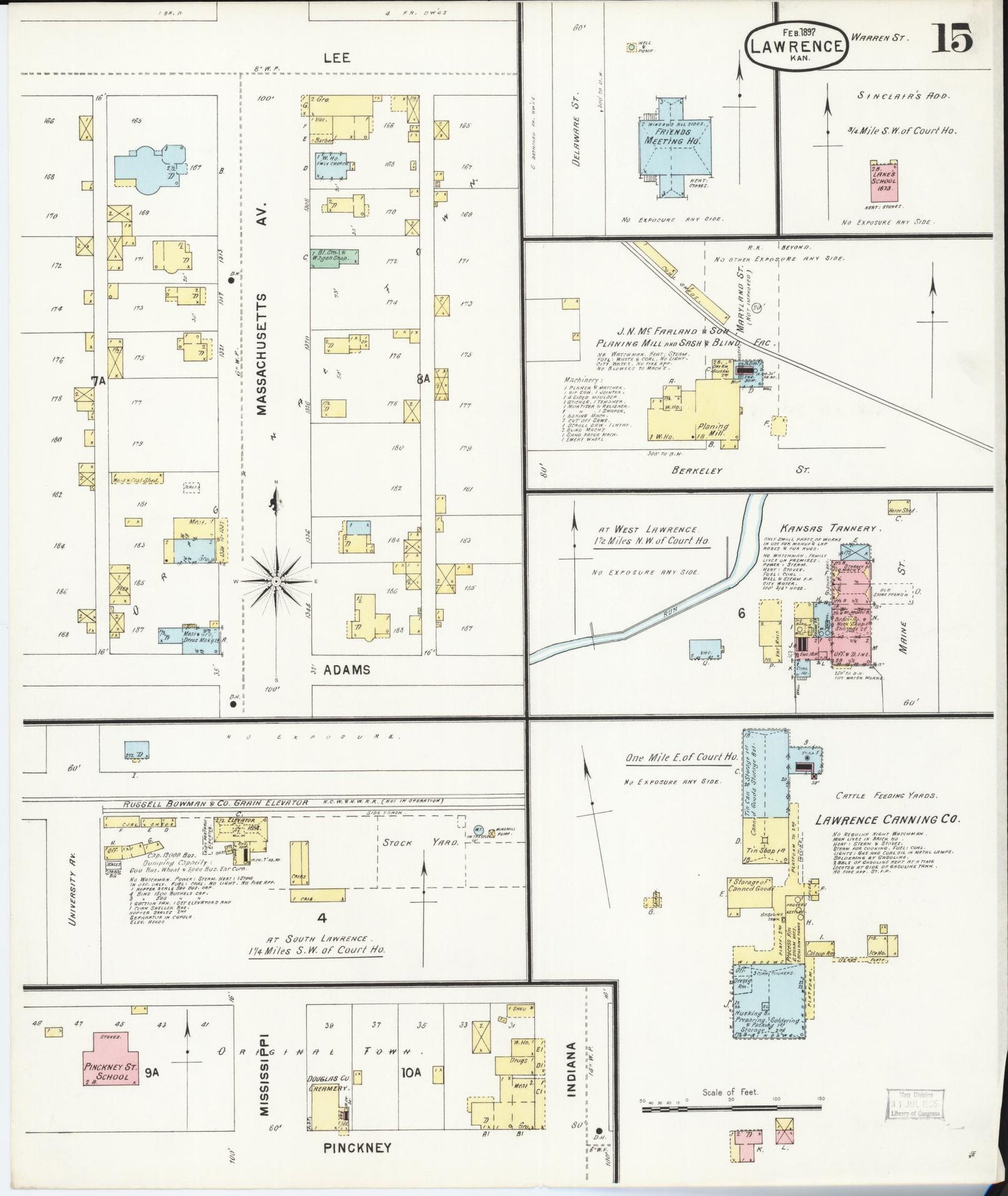 Sanborn Fire Insurance Map from Lawrence, Douglas County, Kansas (1897), Sheet #0015 - Complete Map Set gallery image, historic Sanborn map, vintage wall art, Kansas Kansas