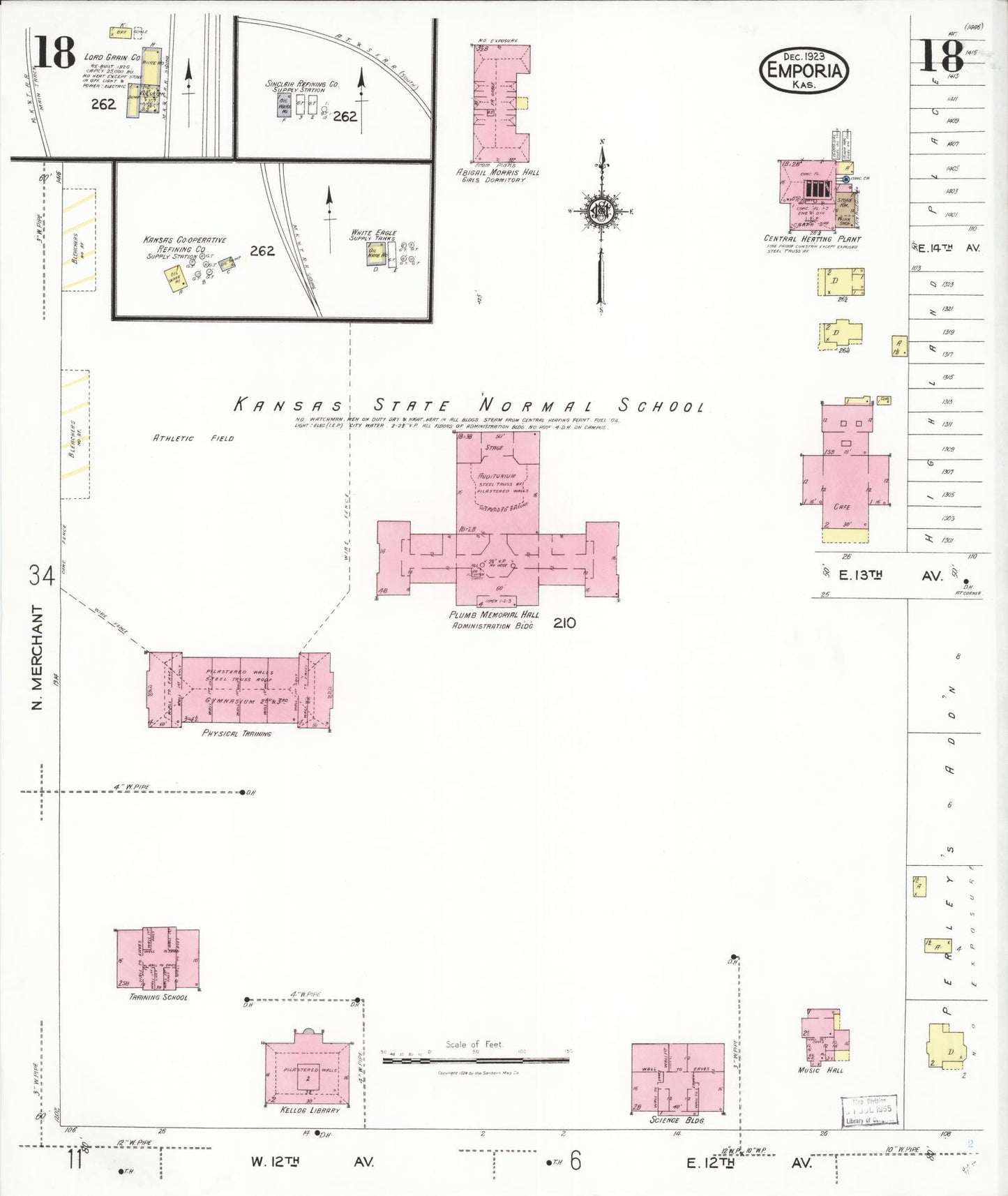 Sanborn Fire Insurance Map from Emporia, Lyon County, Kansas (1923), Sheet #0018 - Historic Sanborn Fire Insurance Map Print, vintage old map wall art, antique decor, genealogy gift, Kansas Kansas map