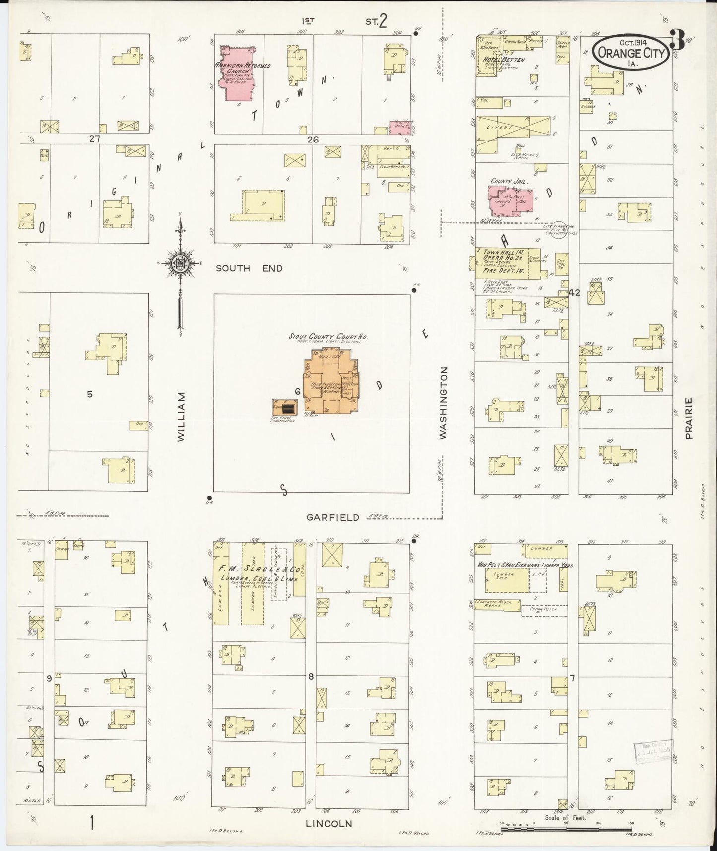 Sanborn Fire Insurance Map from Orange City, Sioux County, Iowa (1914), Sheet #0003 - Historic Sanborn Fire Insurance Map Print