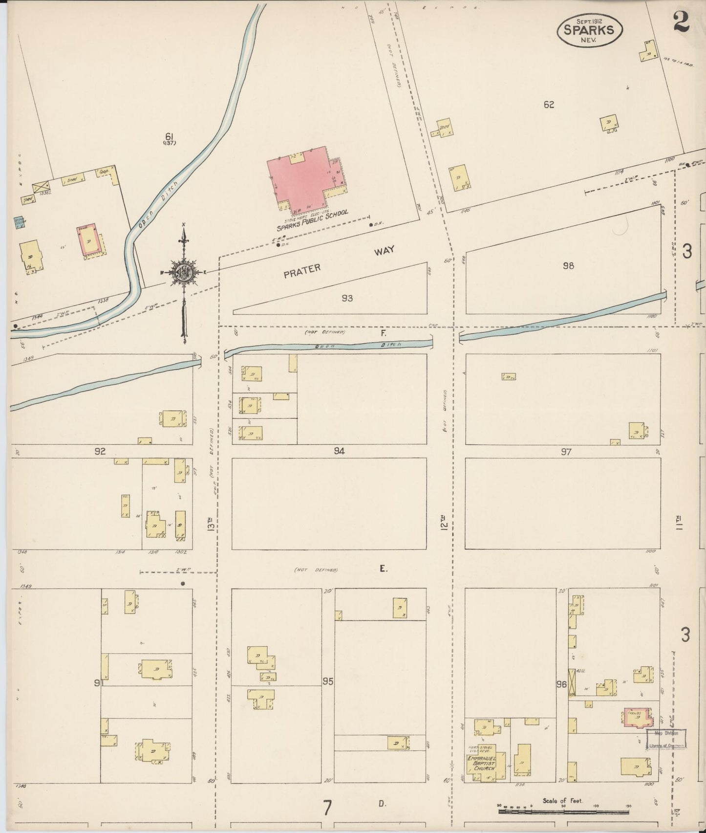 Sanborn Fire Insurance Map from Sparks, Washoe County, Nevada (1912), Sheet #0002 - Historic Sanborn Fire Insurance Map Print, vintage old map wall art, antique decor, genealogy gift, Nevada Nevada map