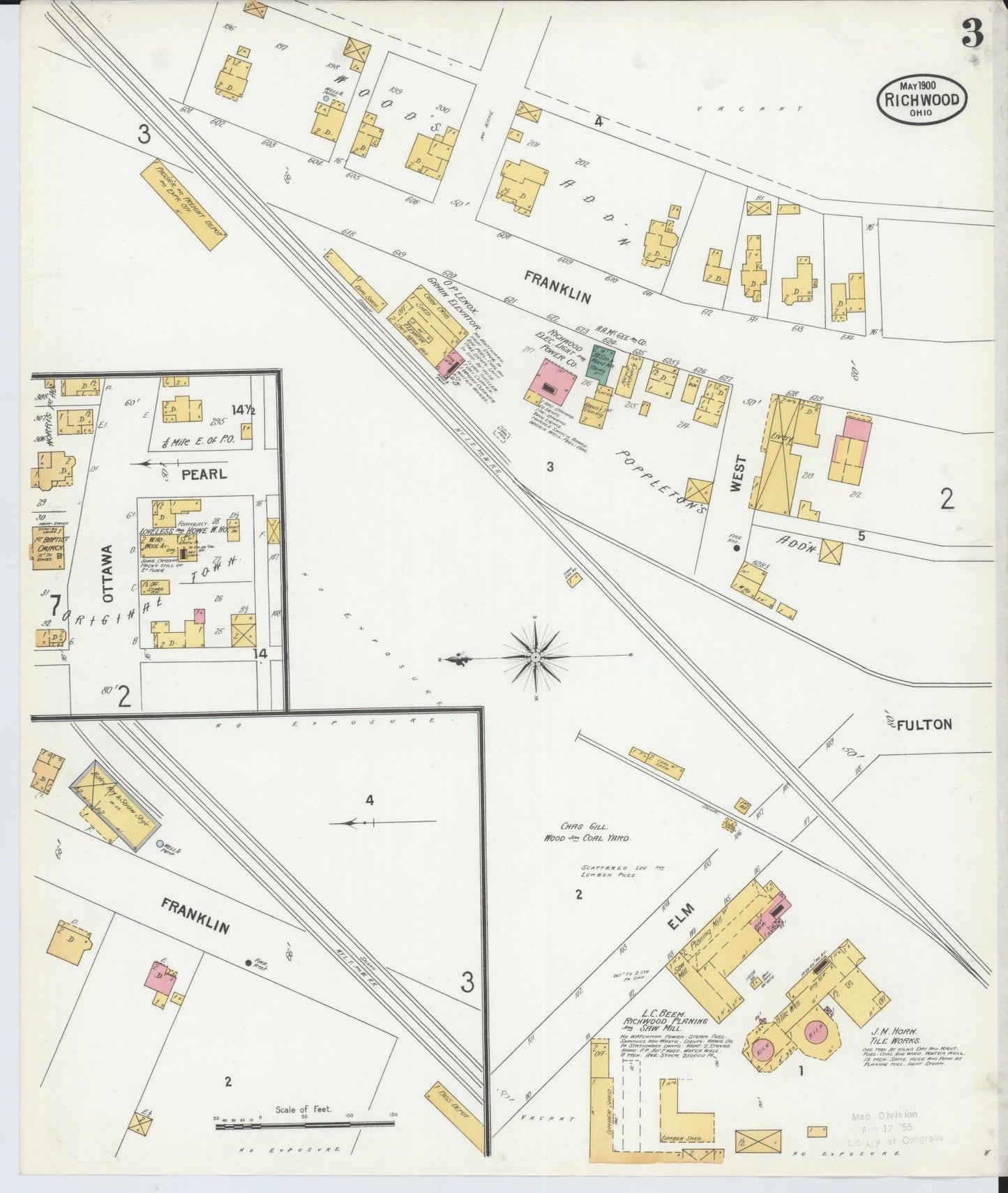 Sanborn Fire Insurance Map from Richwood, Union County, Ohio (1900), Sheet #0003 - Complete Map Set gallery image, historic Sanborn map, vintage wall art, Ohio Ohio