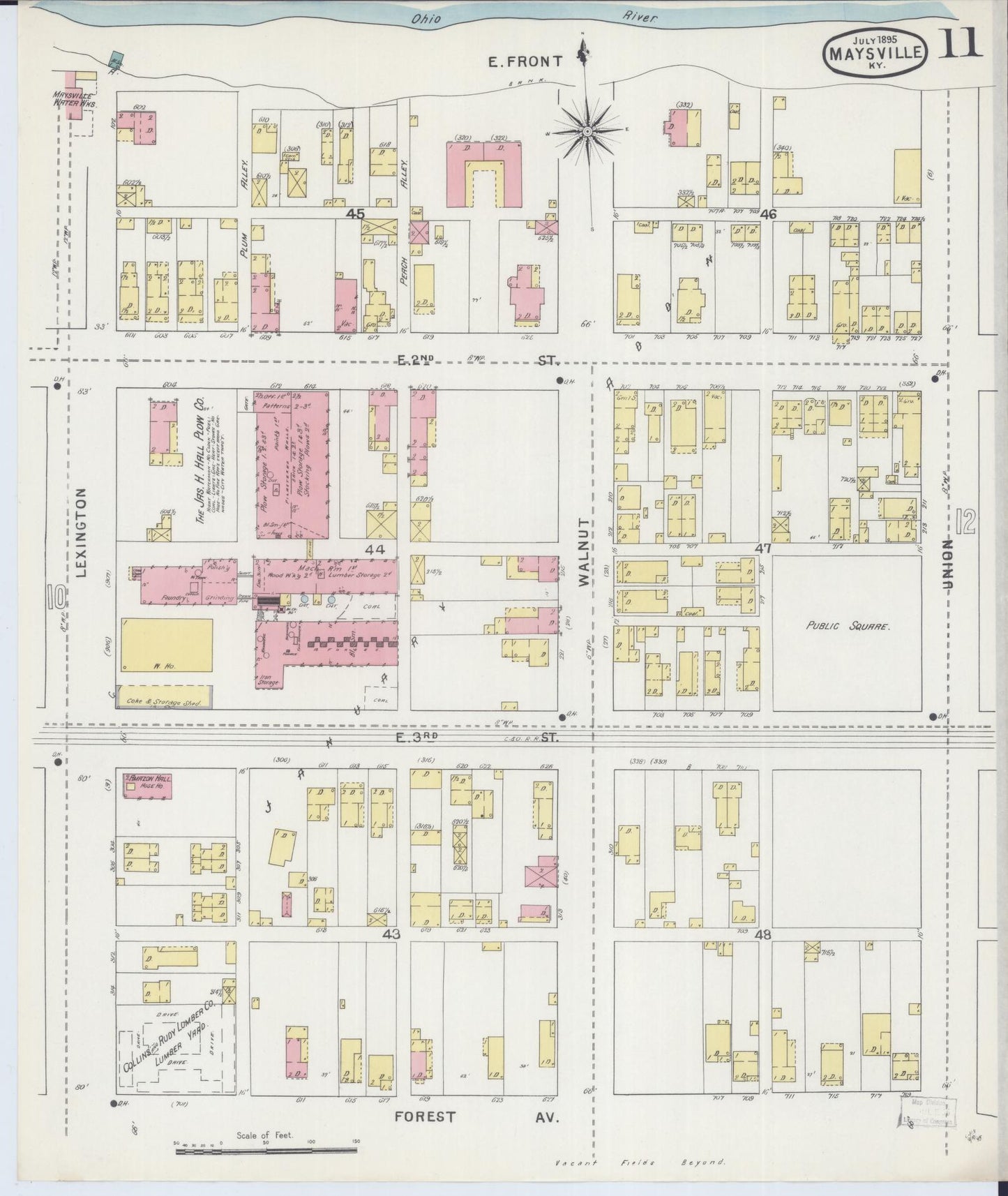 Sanborn Fire Insurance Map from Maysville, Mason County, Kentucky (1895), Sheet #0011 - Historic Sanborn Fire Insurance Map Print, vintage old map wall art, antique decor, genealogy gift, Kentucky Kentucky map