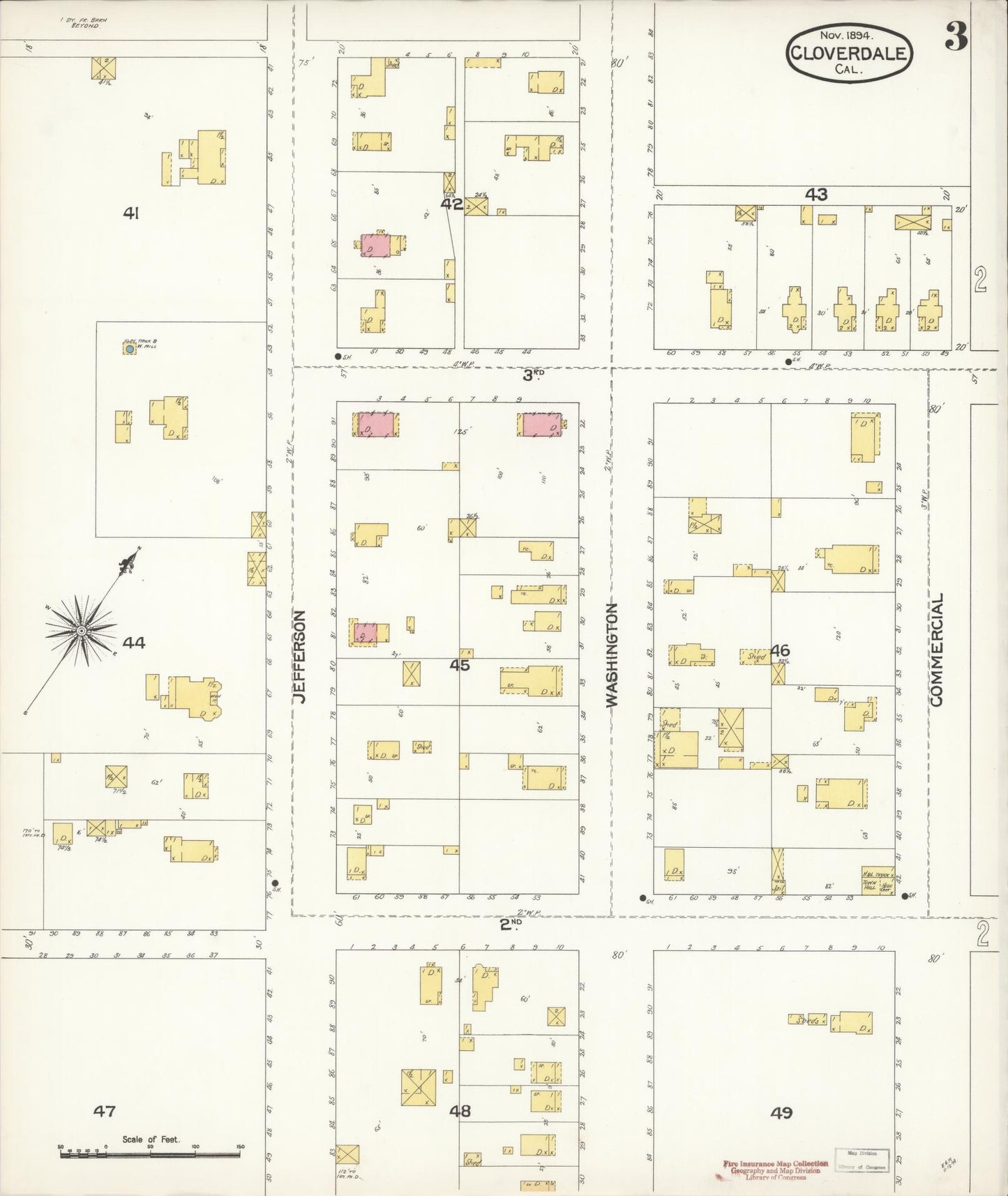 Sanborn Fire Insurance Map from Cloverdale, Sonoma County, California (1894), Sheet #0003 - Historic Sanborn Fire Insurance Map Print, vintage old map wall art, antique decor, genealogy gift, California California map