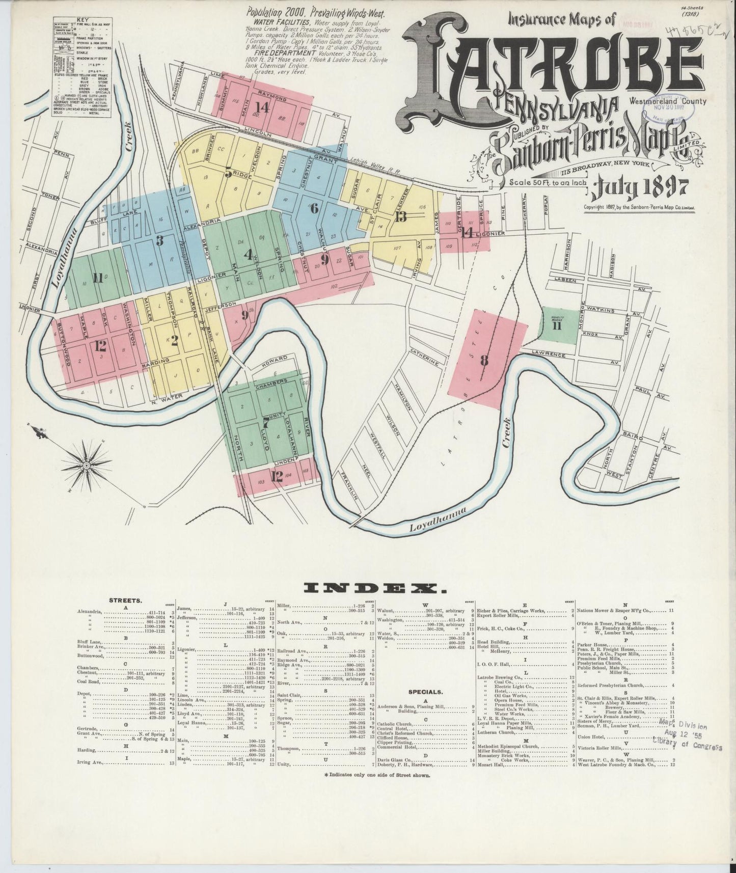 Sanborn Fire Insurance Map from Latrobe, Westmoreland County, Pennsylvania. (1897) – Historic Sanborn Fire Insurance Map Print