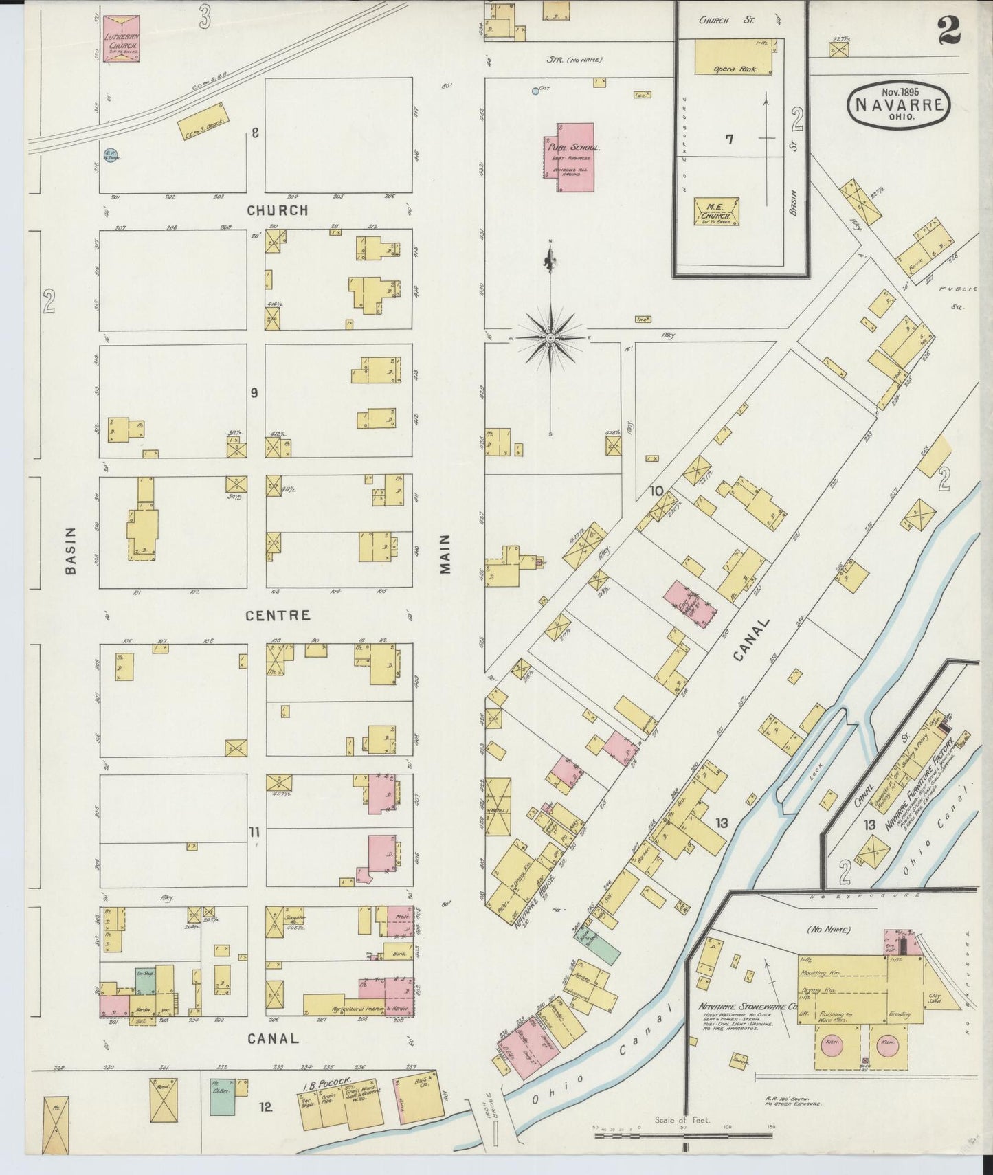 Sanborn Fire Insurance Map from Navarre, Stark County, Ohio (1895), Sheet #0002 - Complete Map Set gallery image, historic Sanborn map, vintage wall art, Ohio Ohio