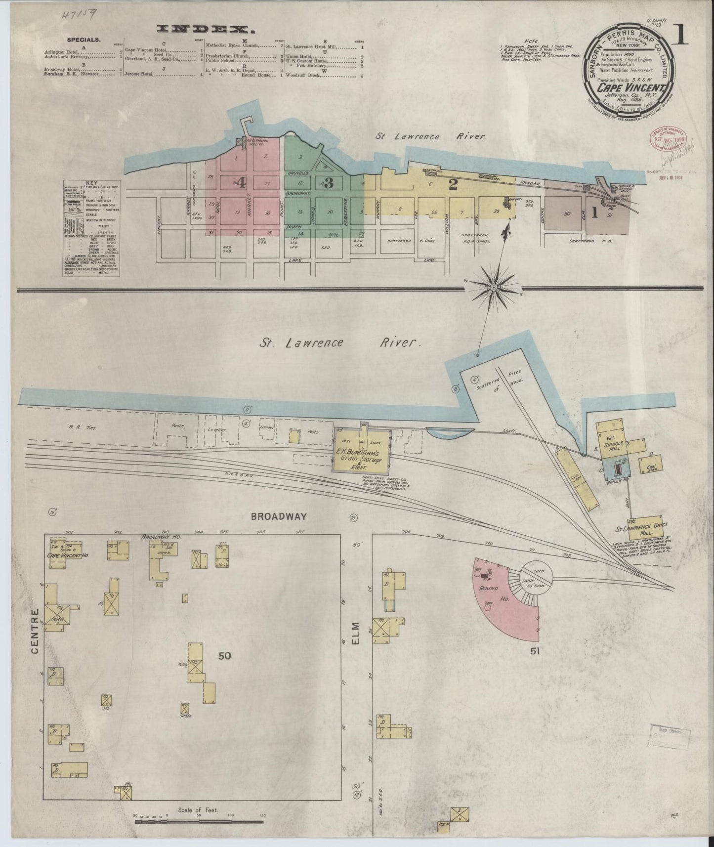 Sanborn Fire Insurance Map from Cape Vincent, Jefferson County, New York. (1895) – Historic Sanborn Fire Insurance Map Print