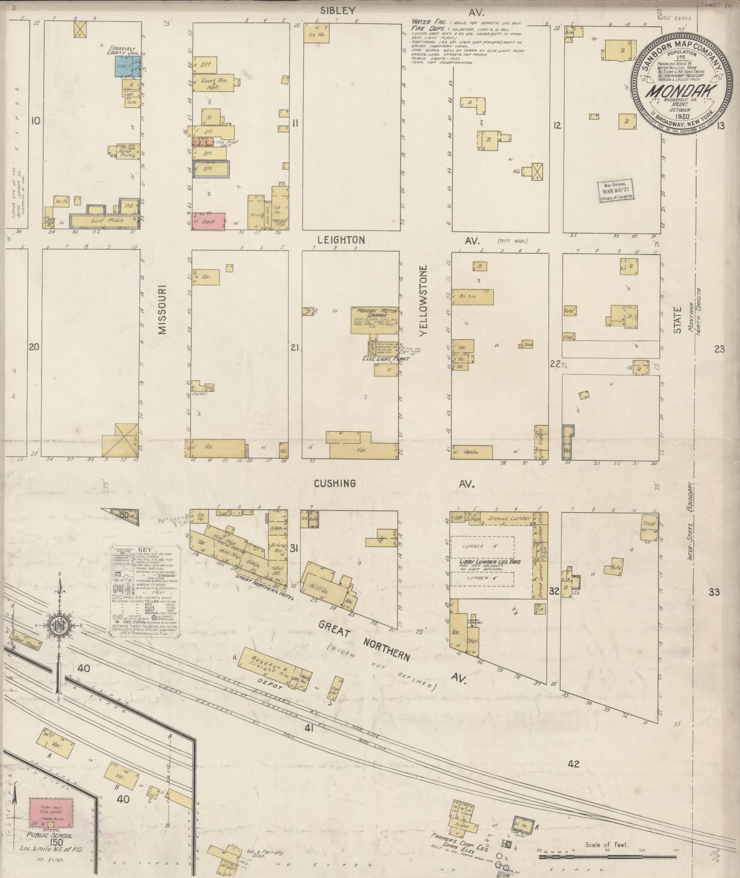 Sanborn Fire Insurance Map from Mondak, Valley County, Montana (1920), Sheet #0001 - Historic Sanborn Fire Insurance Map Print, vintage old map wall art, antique decor, genealogy gift, Montana Montana map