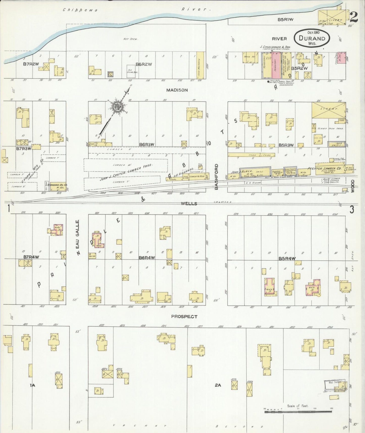 Sanborn Fire Insurance Map from Durand, Pepin County, Wisconsin (1910), Sheet #0002 - Historic Sanborn Fire Insurance Map Print, vintage old map wall art, antique decor, genealogy gift, Wisconsin Wisconsin map