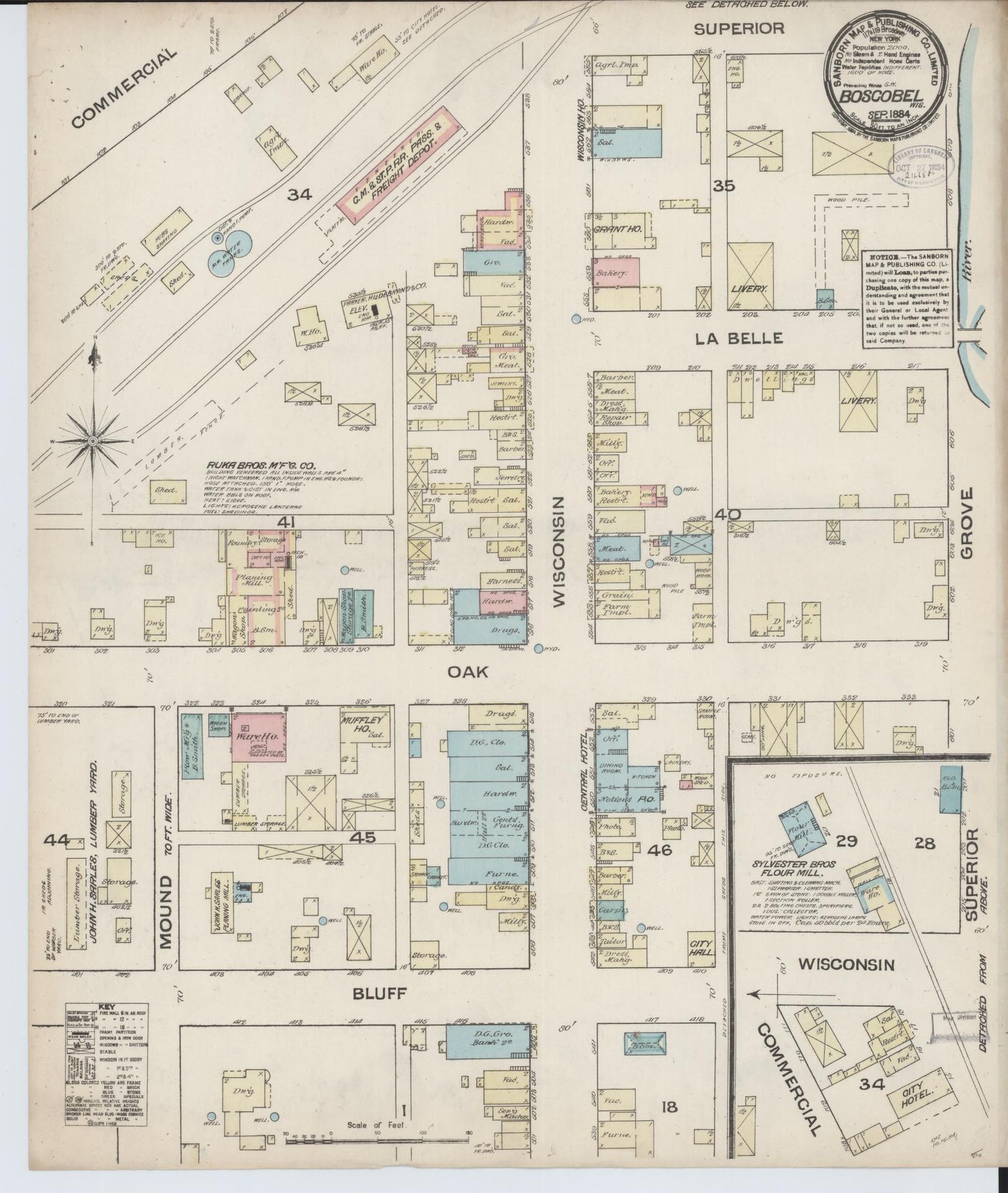 Sanborn Fire Insurance Map from Boscobel, Grant County, Wisconsin (1884), Sheet #0001 - Historic Sanborn Fire Insurance Map Print, vintage old map wall art, antique decor, genealogy gift, Wisconsin Wisconsin map