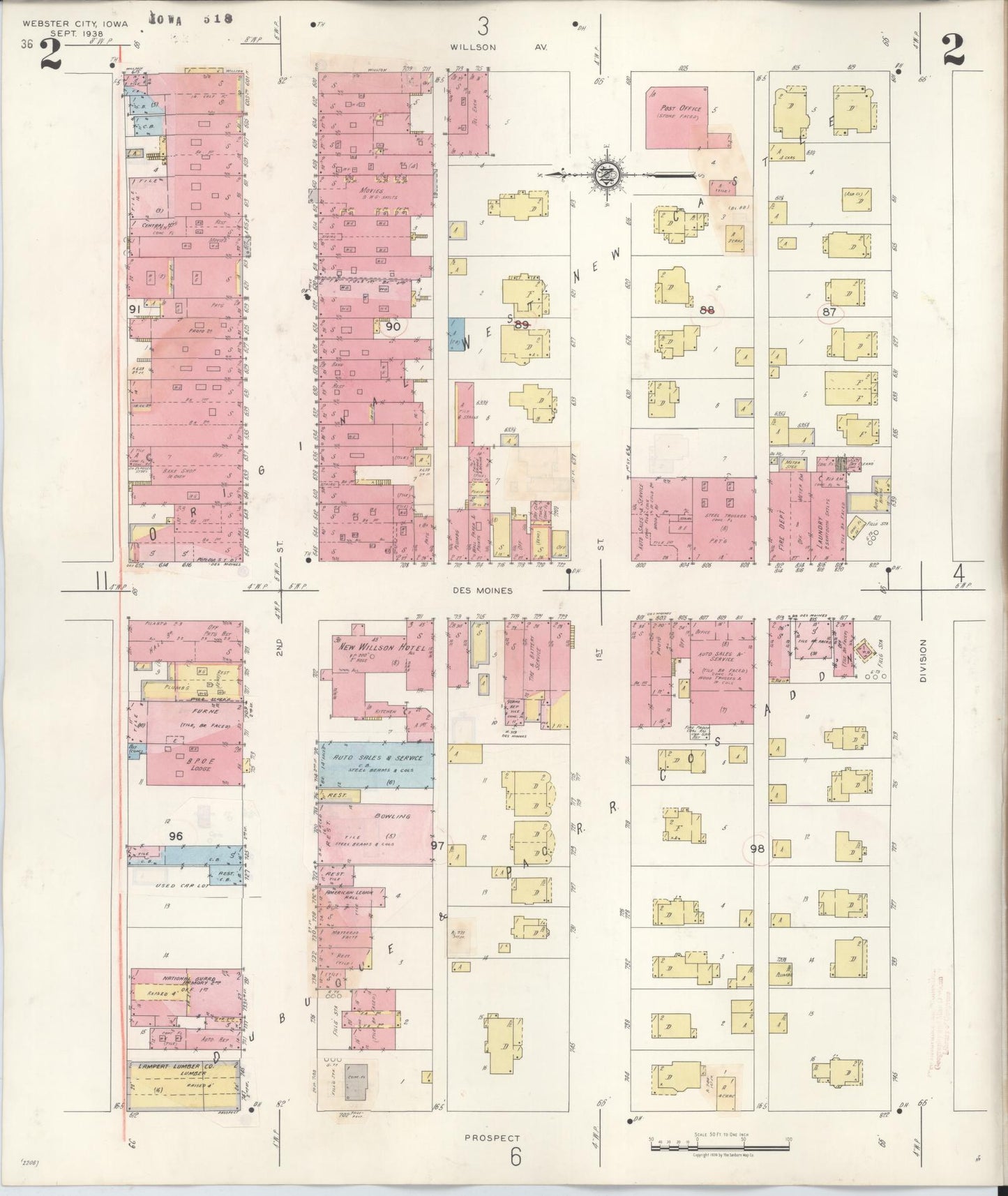 Sanborn Fire Insurance Map from Webster City, Hamilton County, Iowa (1950), Sheet #0002 - Historic Sanborn Fire Insurance Map Print