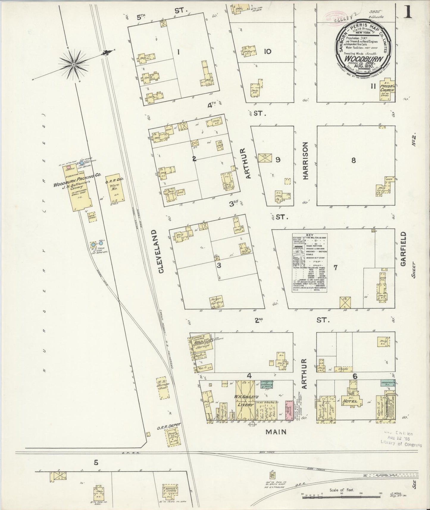 Sanborn Fire Insurance Map from Woodburn, Marion County, Oregon. (1890) – Historic Sanborn Fire Insurance Map Print