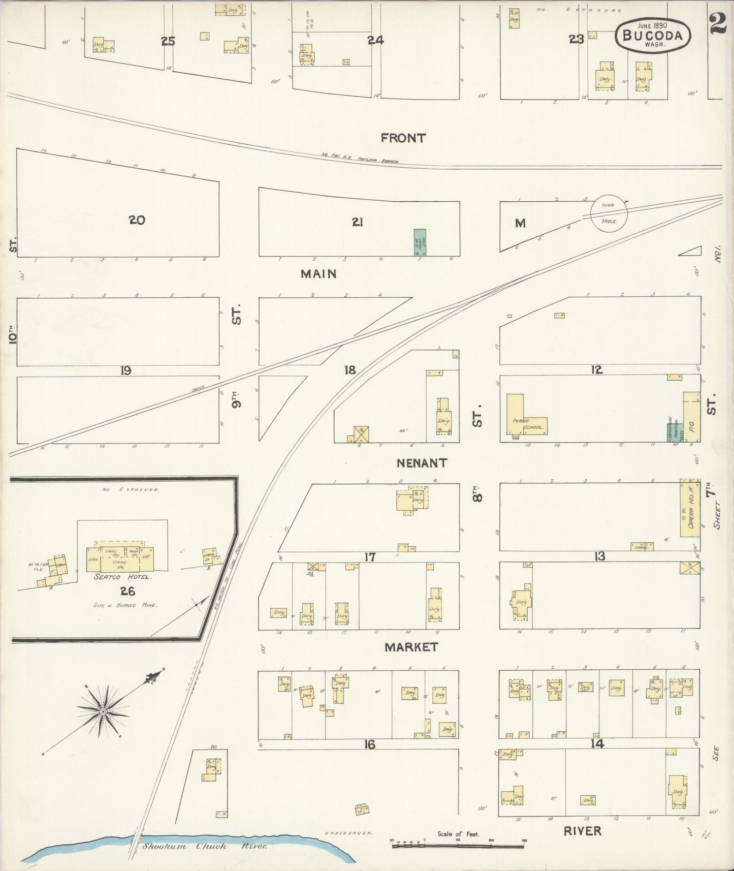 Sanborn Fire Insurance Map from Bucoda, Thurston County, Washington (1890), Sheet #0002 - Complete Map Set gallery image, historic Sanborn map, vintage wall art, Washington Washington