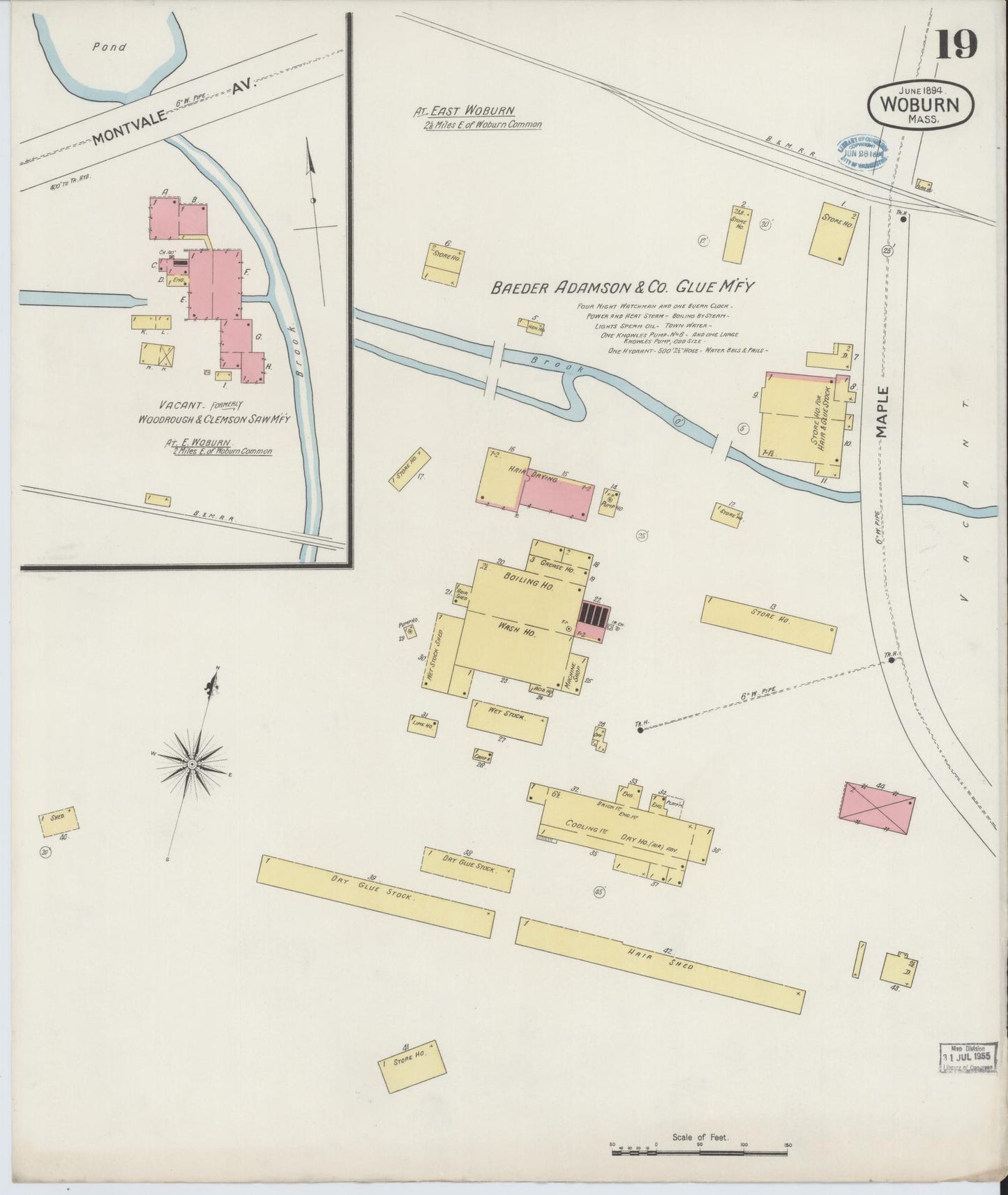 Sanborn Fire Insurance Map from Woburn, Middlesex County, Massachusetts (1894), Sheet #0019 - Complete Map Set gallery image, historic Sanborn map, vintage wall art, Massachusetts Massachusetts