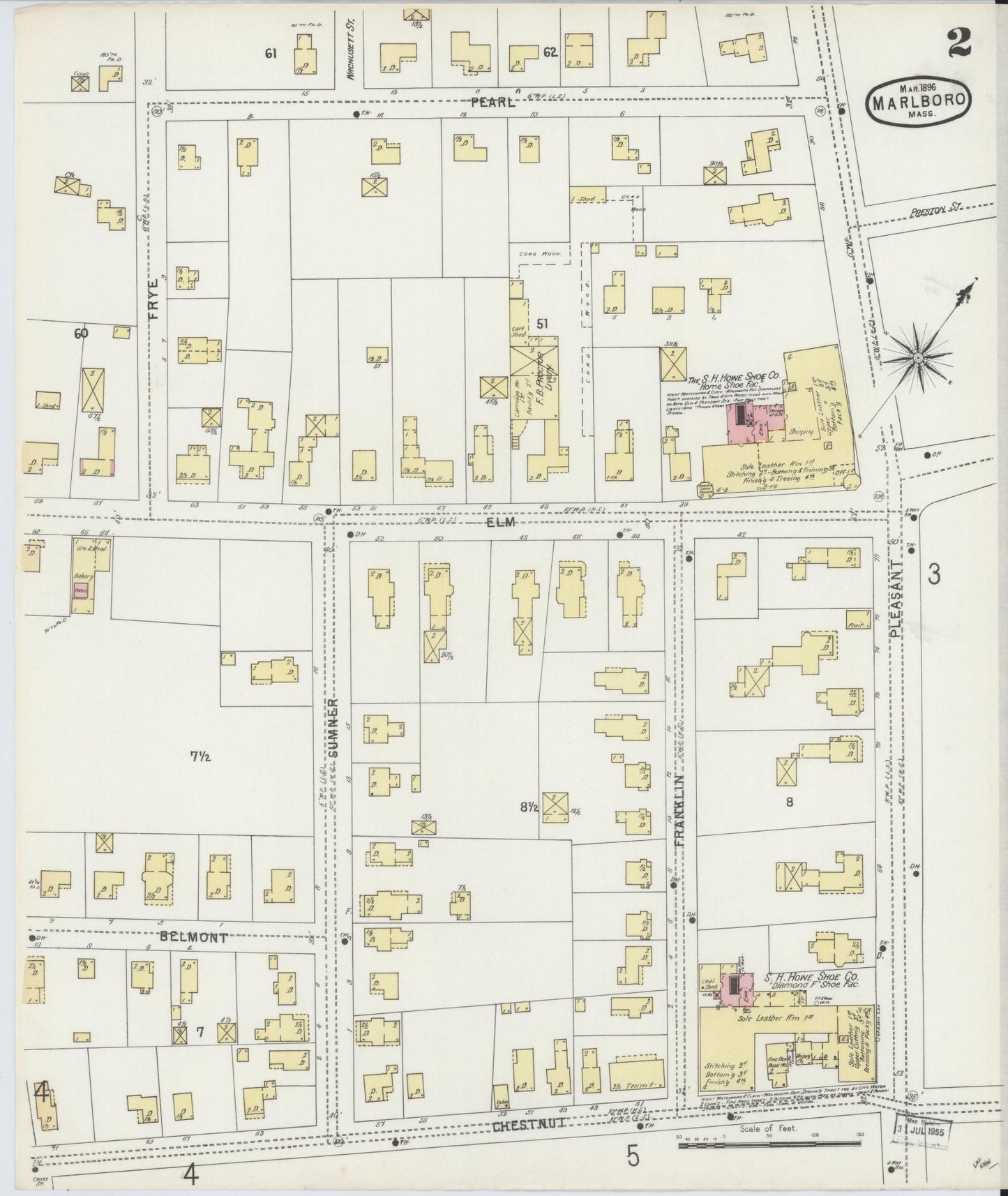 Sanborn Fire Insurance Map from Marlborough, Middlesex County, Massachusetts (1896), Sheet #0002 - Historic Sanborn Fire Insurance Map Print, vintage old map wall art, antique decor, genealogy gift, Massachusetts Massachusetts map