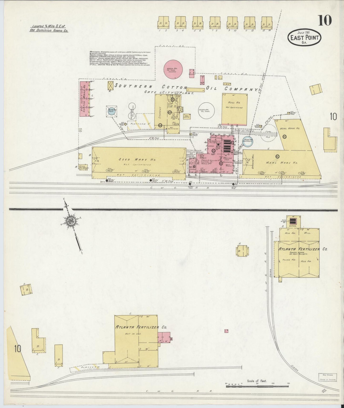Sanborn Fire Insurance Map from East Point, Fulton County, Georgia (1911), Sheet #0010 - Complete Map Set gallery image, historic Sanborn map, vintage wall art, Georgia Georgia