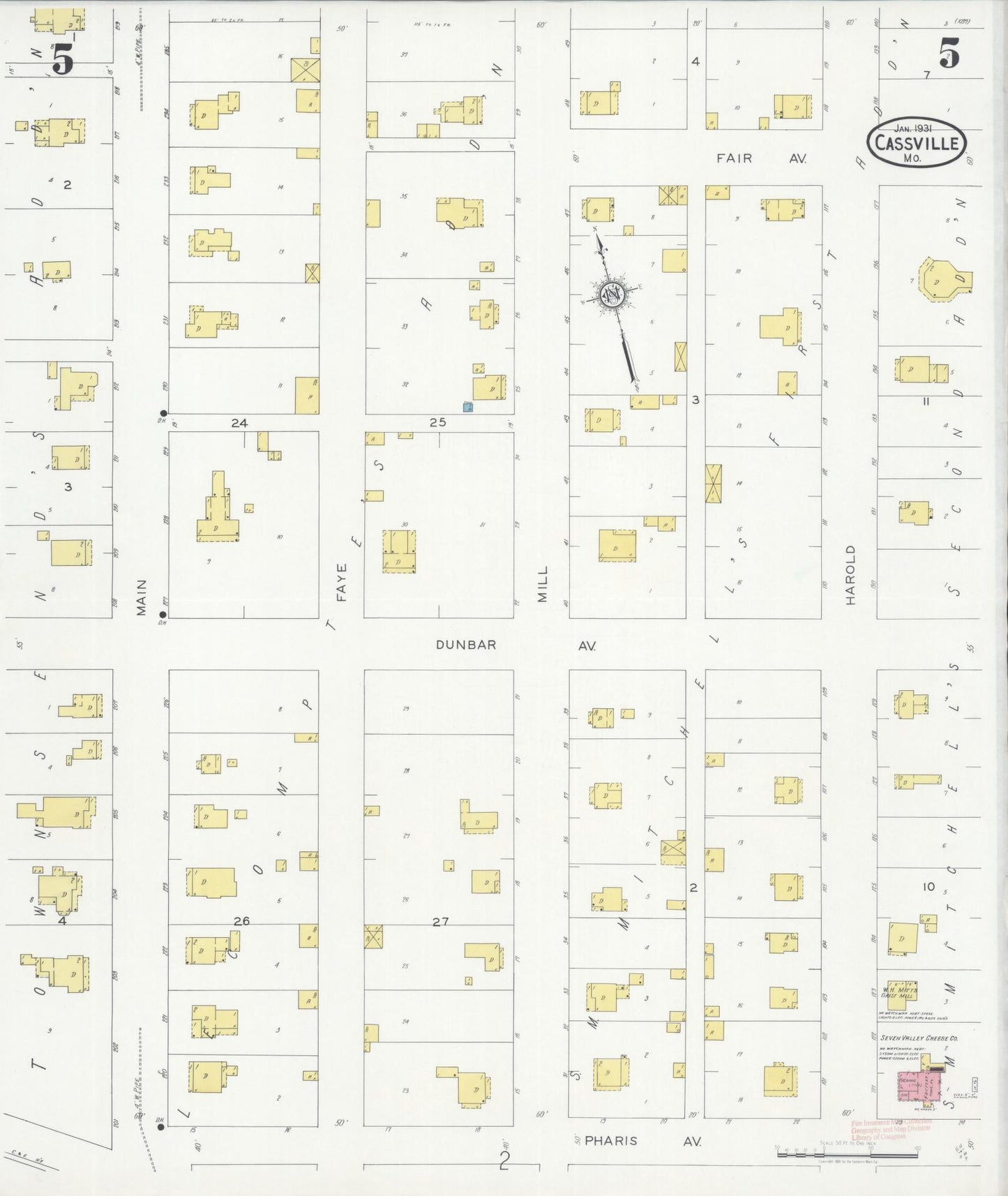 Sanborn Fire Insurance Map from Cassville, Barry County, Missouri (1931), Sheet #0005 - Complete Map Set gallery image, historic Sanborn map, vintage wall art, Missouri Missouri