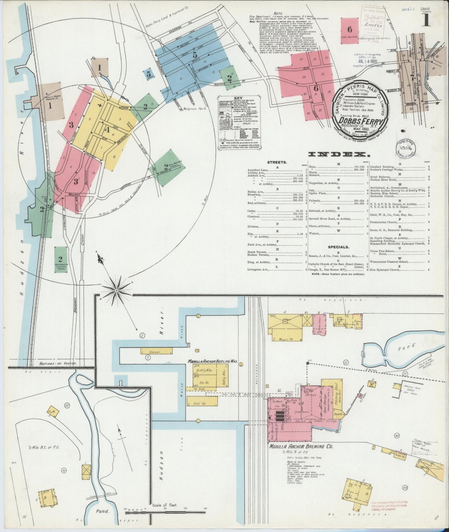 Sanborn Fire Insurance Map from Dobbs Ferry, Westchester County, New York. (1900) – Historic Sanborn Fire Insurance Map Print